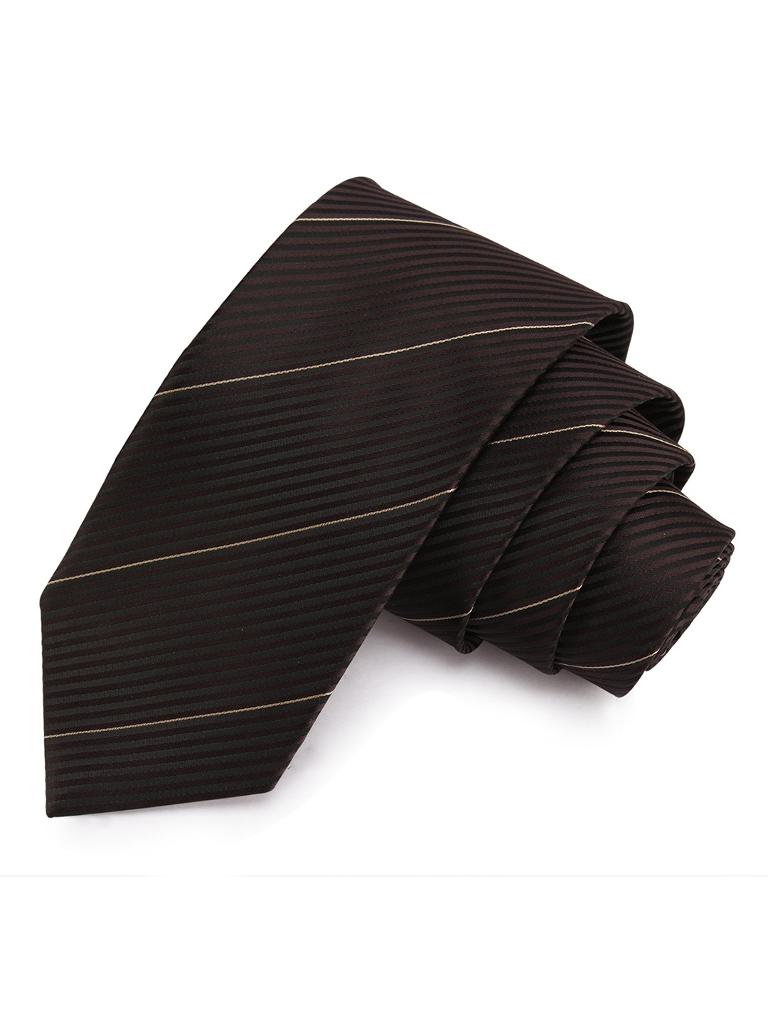 

PELUCHE Brown Striped Skinny Tie Microfibre Ties