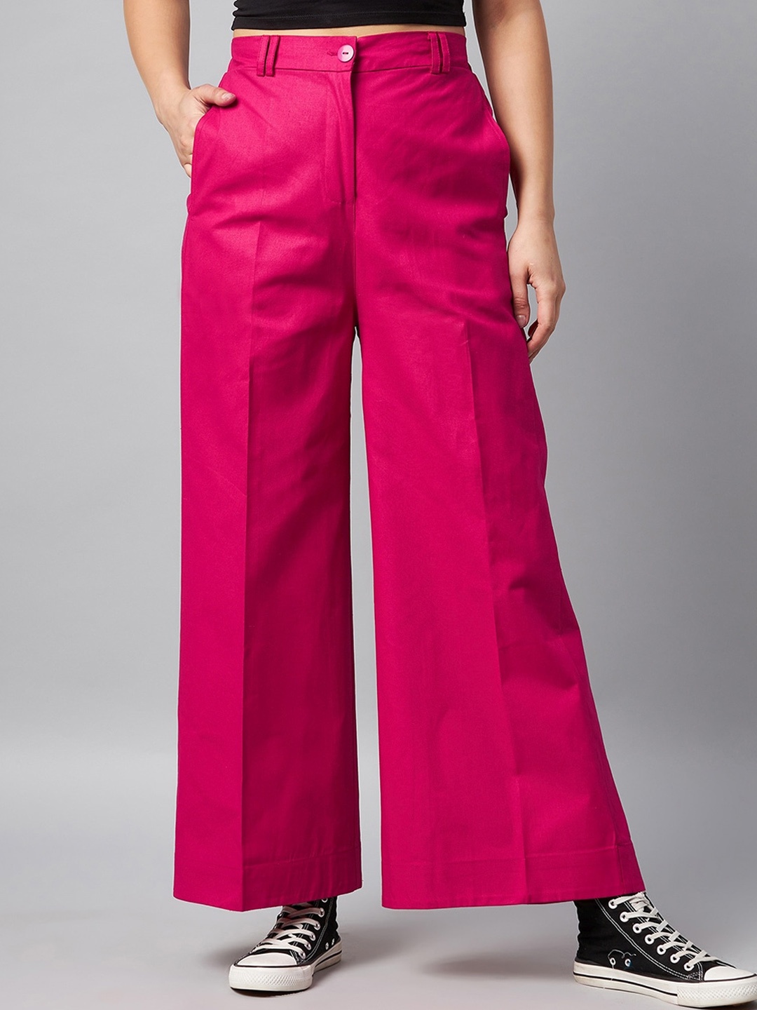 

Orchid Blues Women Pink High-Rise Trousers