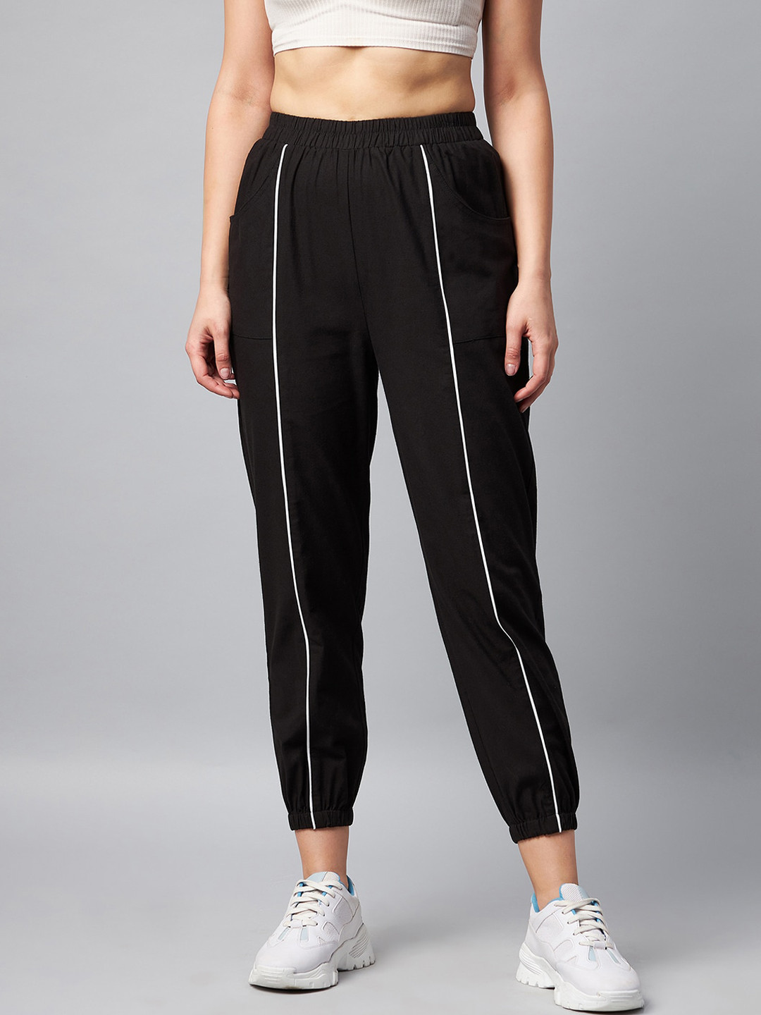 

Orchid Blues Women Black Relaxed High-Rise Joggers
