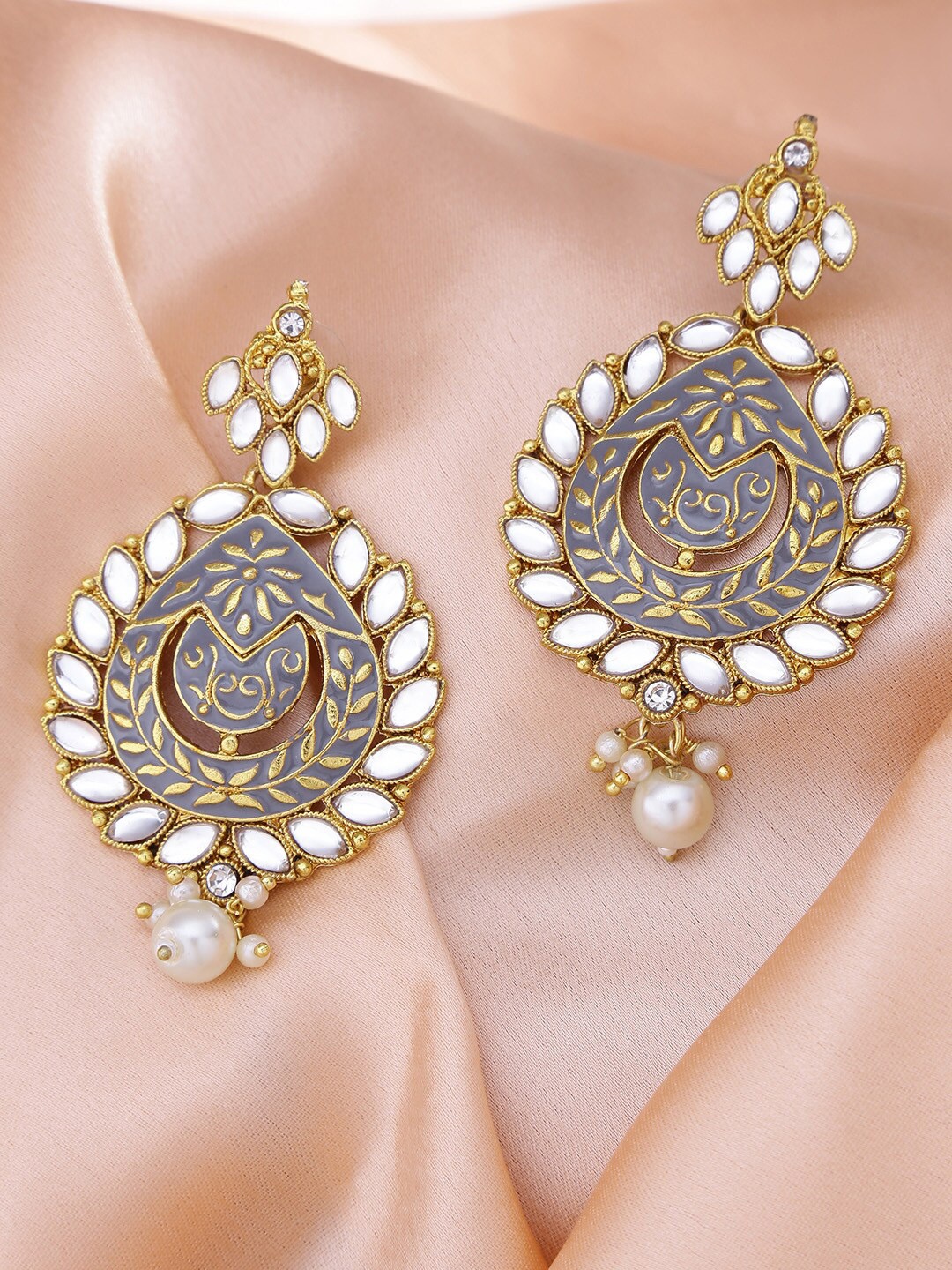 

LIVE EVIL Grey Contemporary Chandbalis Earrings