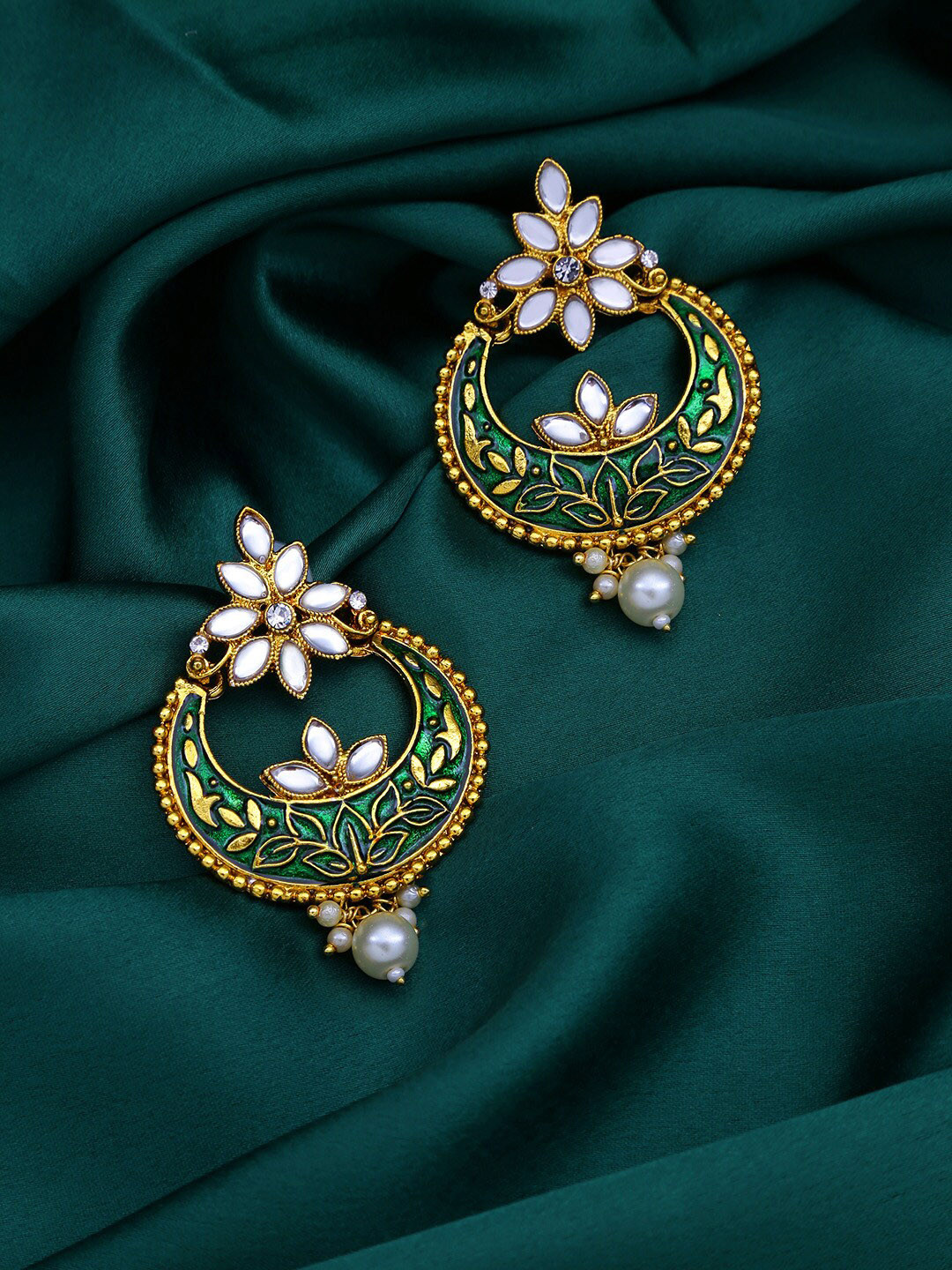 

LIVE EVIL Green Contemporary Chandbalis Earrings