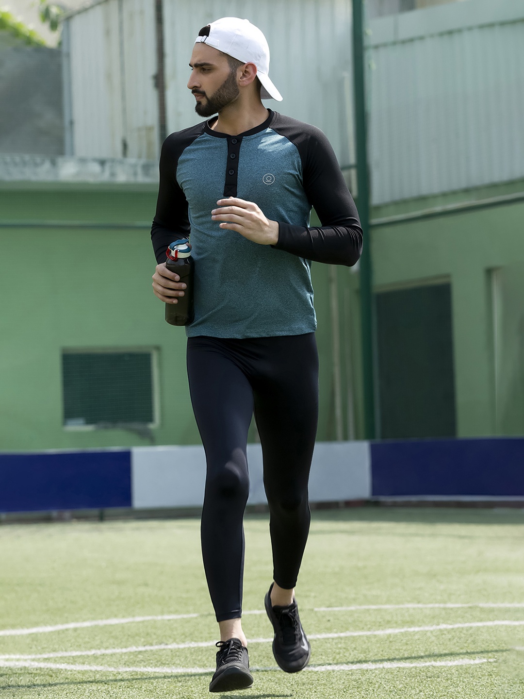 

Chkokko Men Green Henley Neck Gym Regular Fit Sports T-Shirt