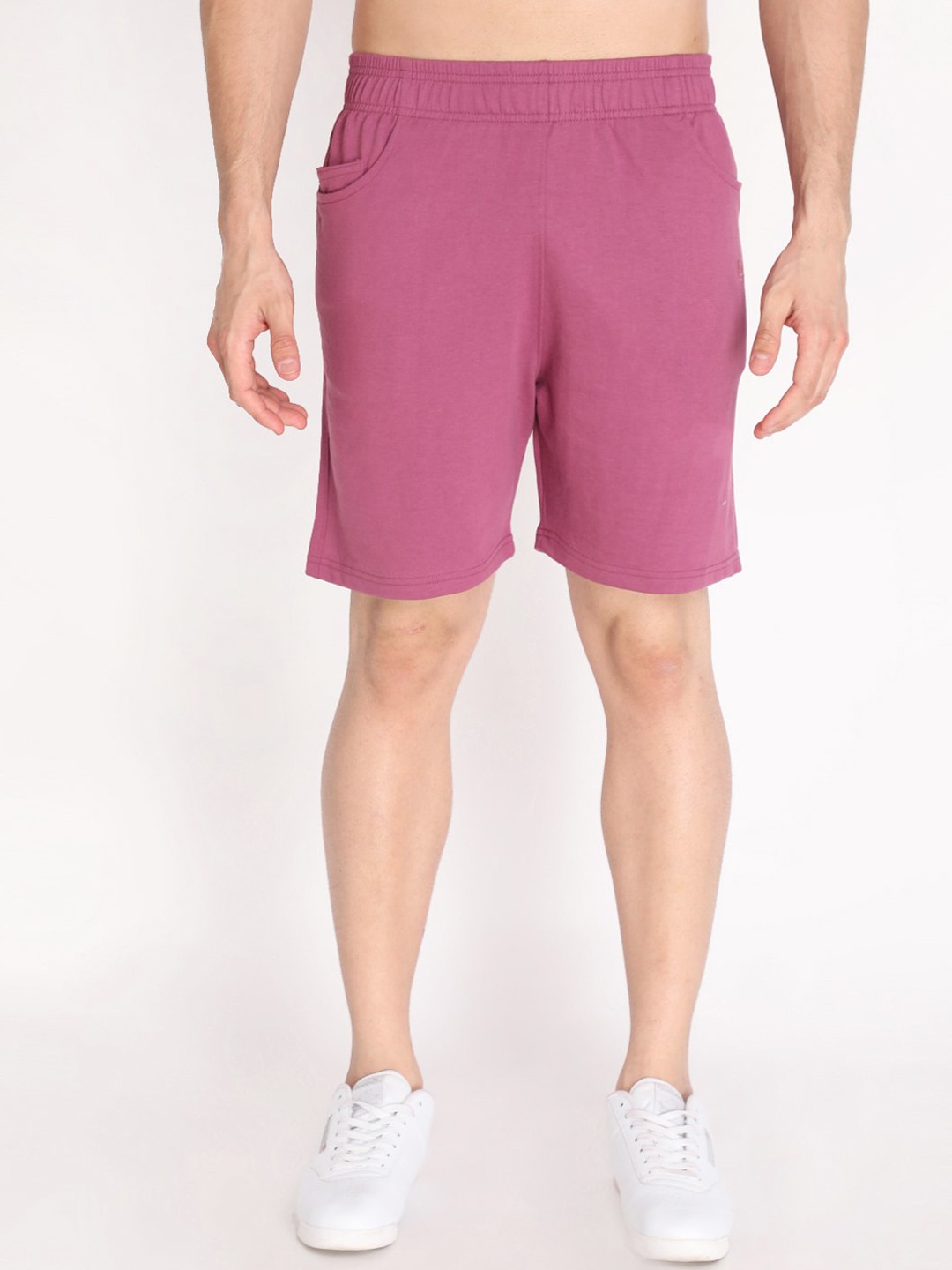 

CHKOKKO Men Magenta Solid Mid-Rise Regular Fit Outdoor Sports Shorts