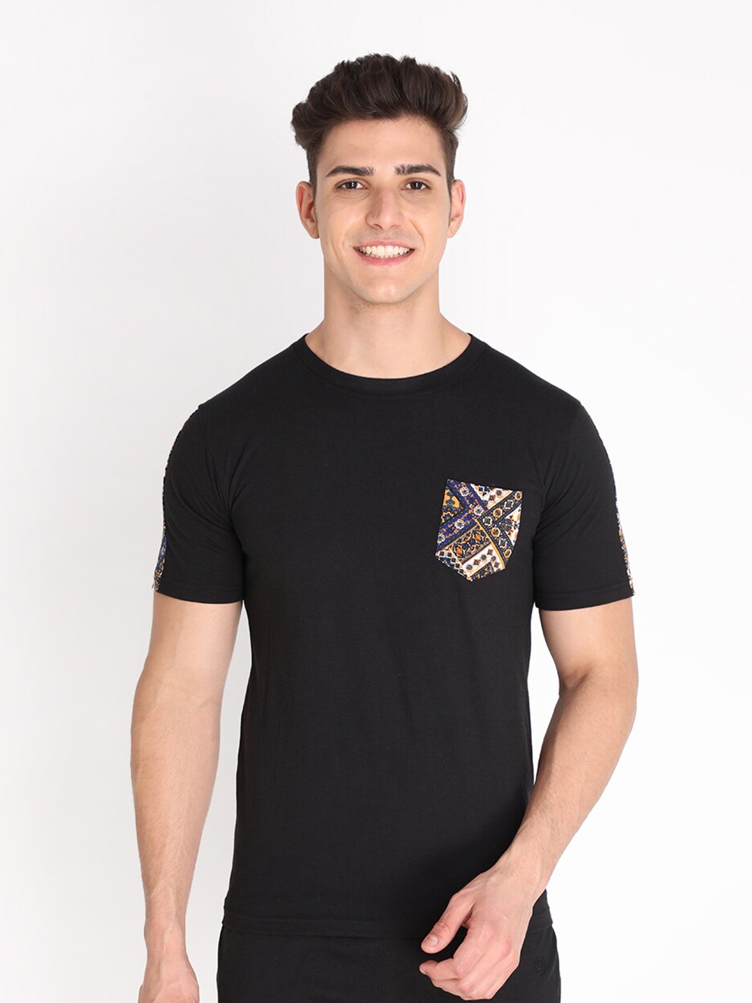 

Chkokko Men Black Outdoor Cotton T-shirt