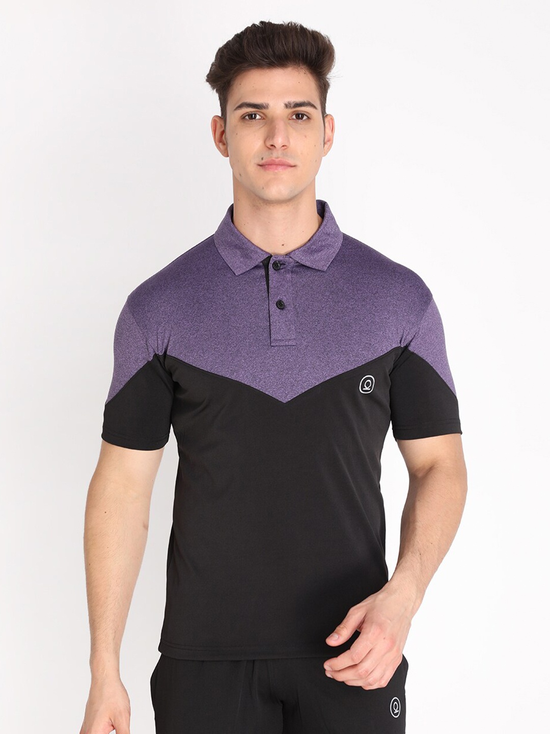 

CHKOKKO Men Purple Polo Collar Outdoor T-shirt