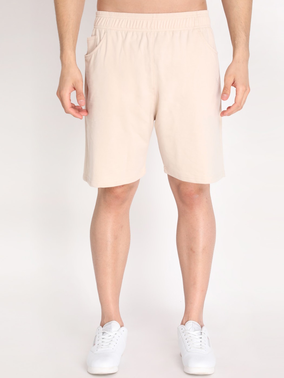 

CHKOKKO Men Beige Outdoor Cotton Sports Shorts