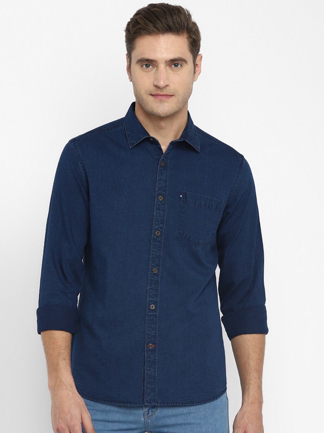 

Red Chief Men Blue Smart Cotton Casual Shirt