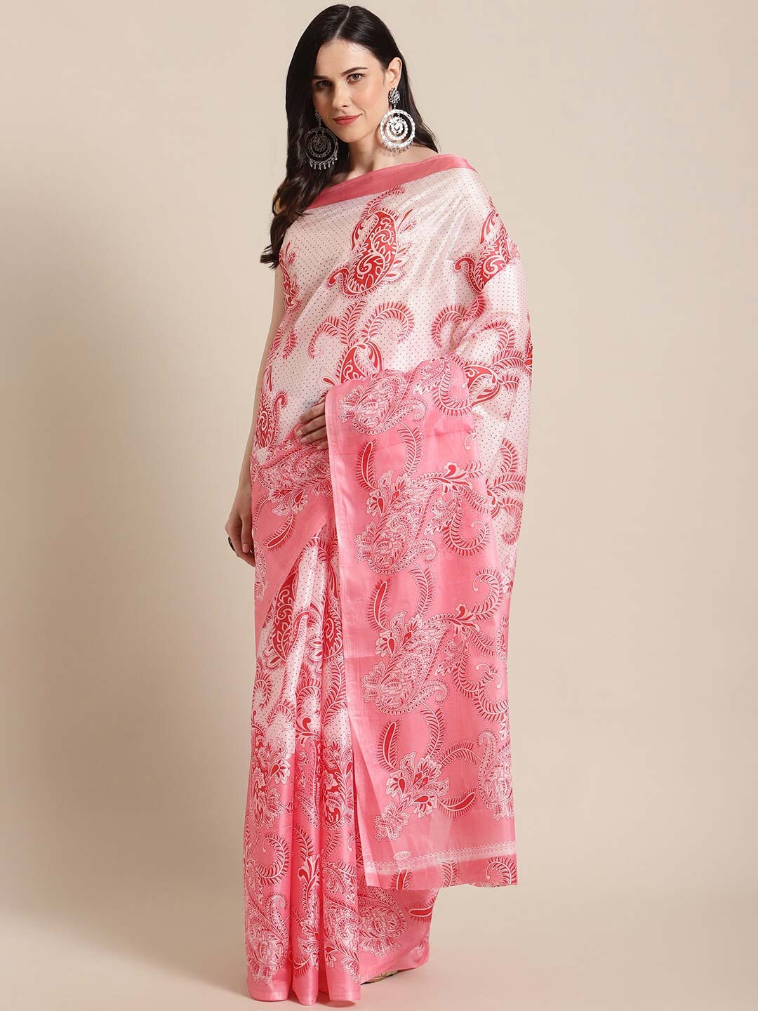 

KALINI Pink Floral Art Silk Saree