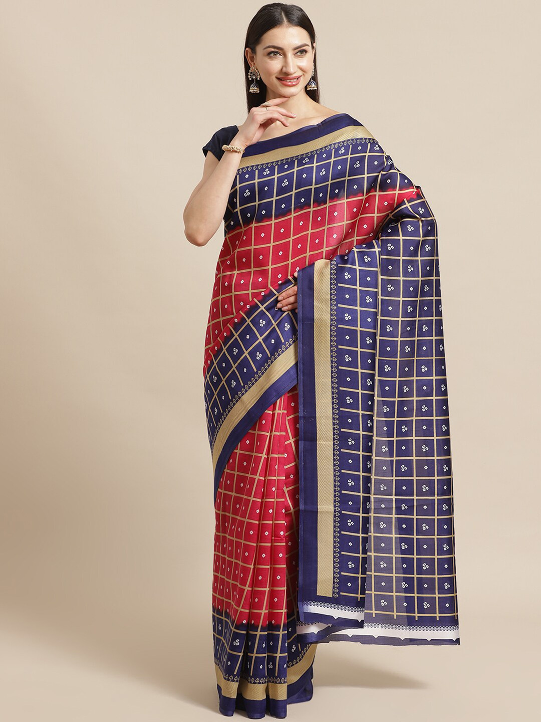 

KALINI Pink & Blue Art Silk Mysore Silk Saree