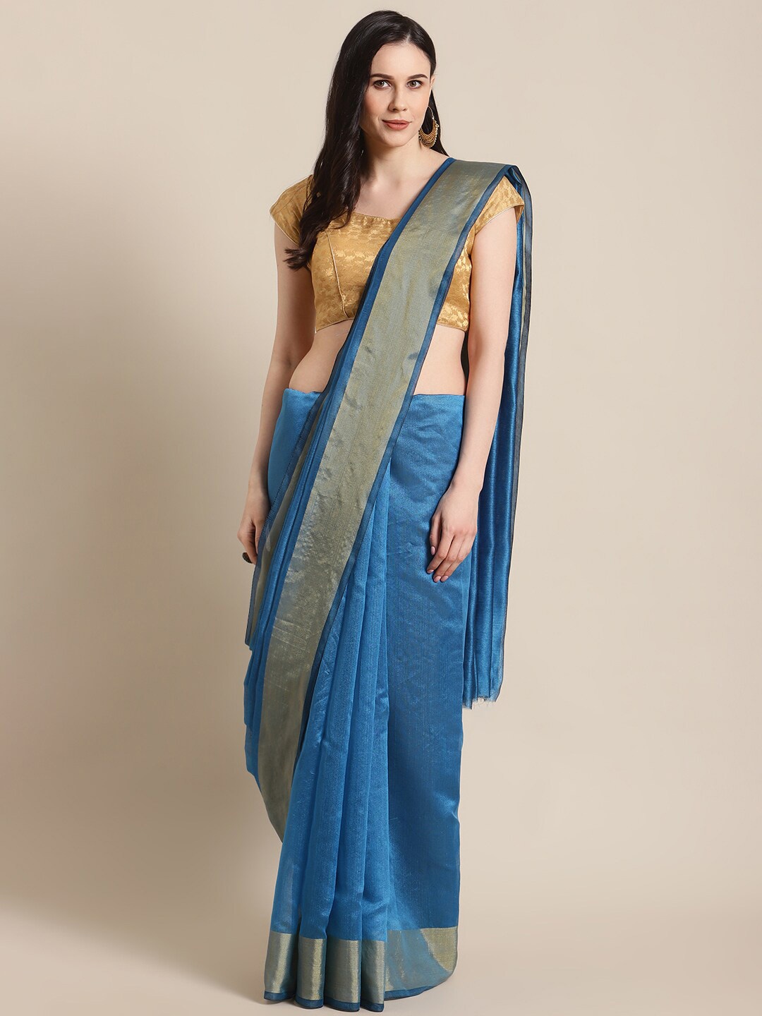 

KALINI Blue Solid Saree