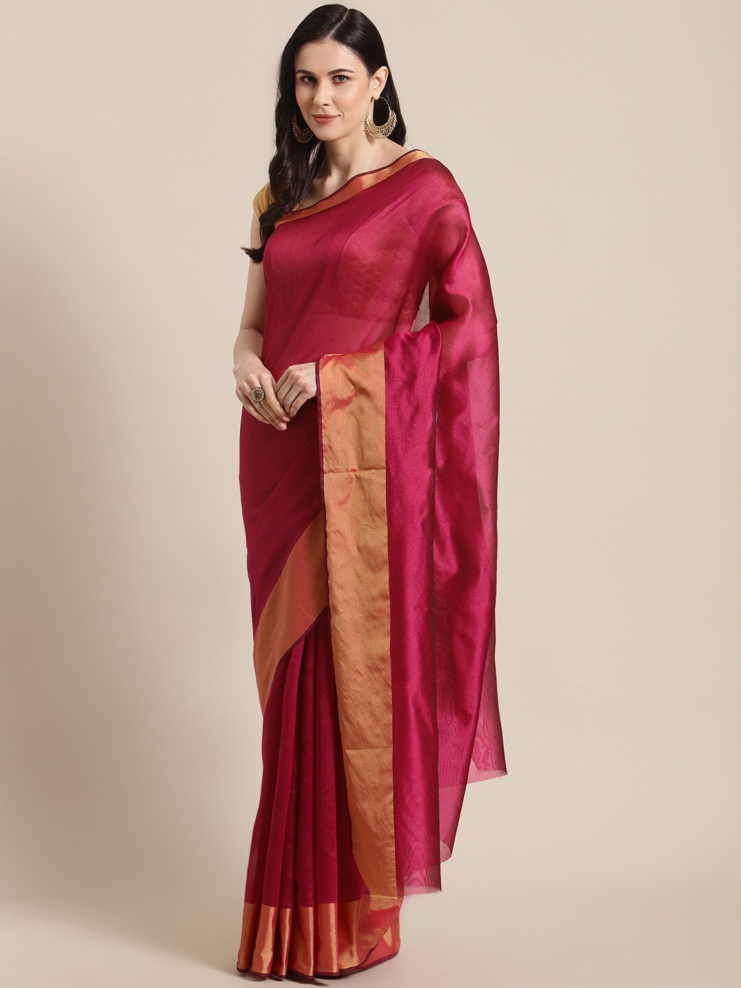 

KALINI Pink Poly Silk Saree