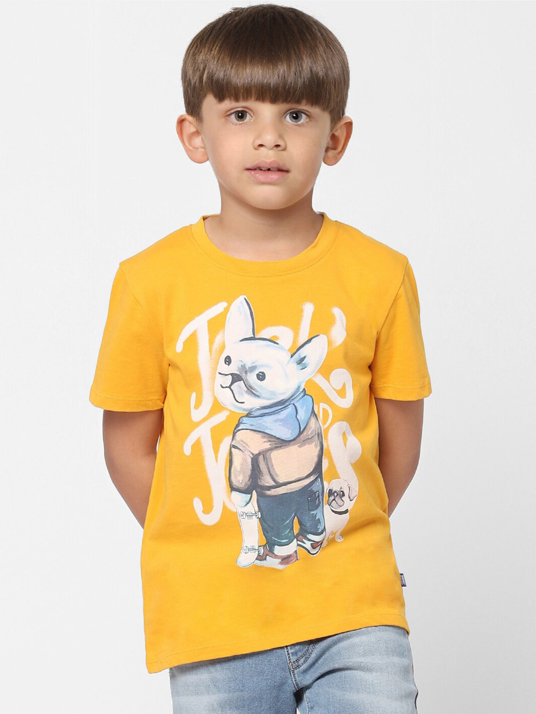 

Jack & Jones Boys Yellow Printed T-shirt