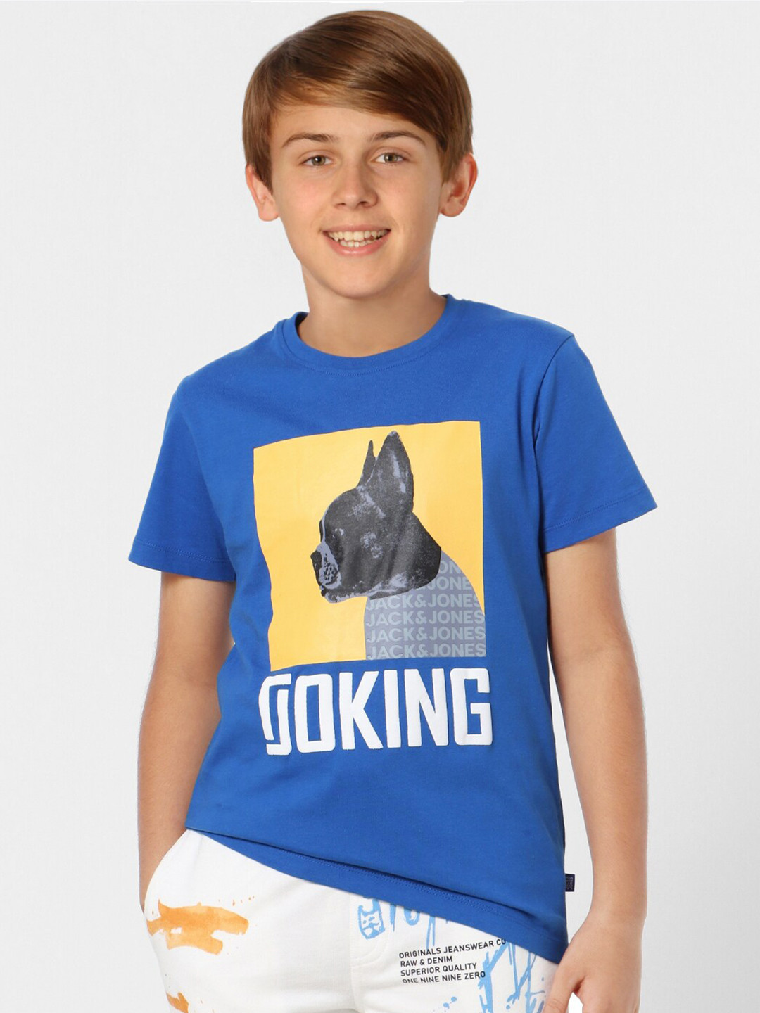 

Jack & Jones Boys Blue Printed Cotton T-shirt