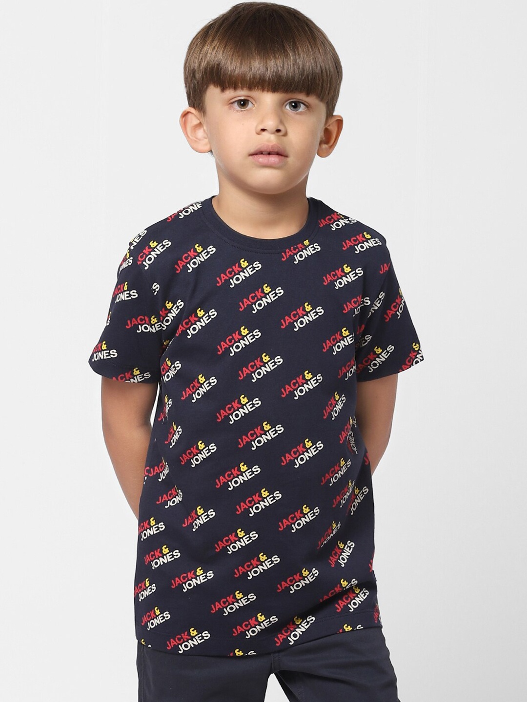 

Jack & Jones Boys Navy Blue Printed T-shirt