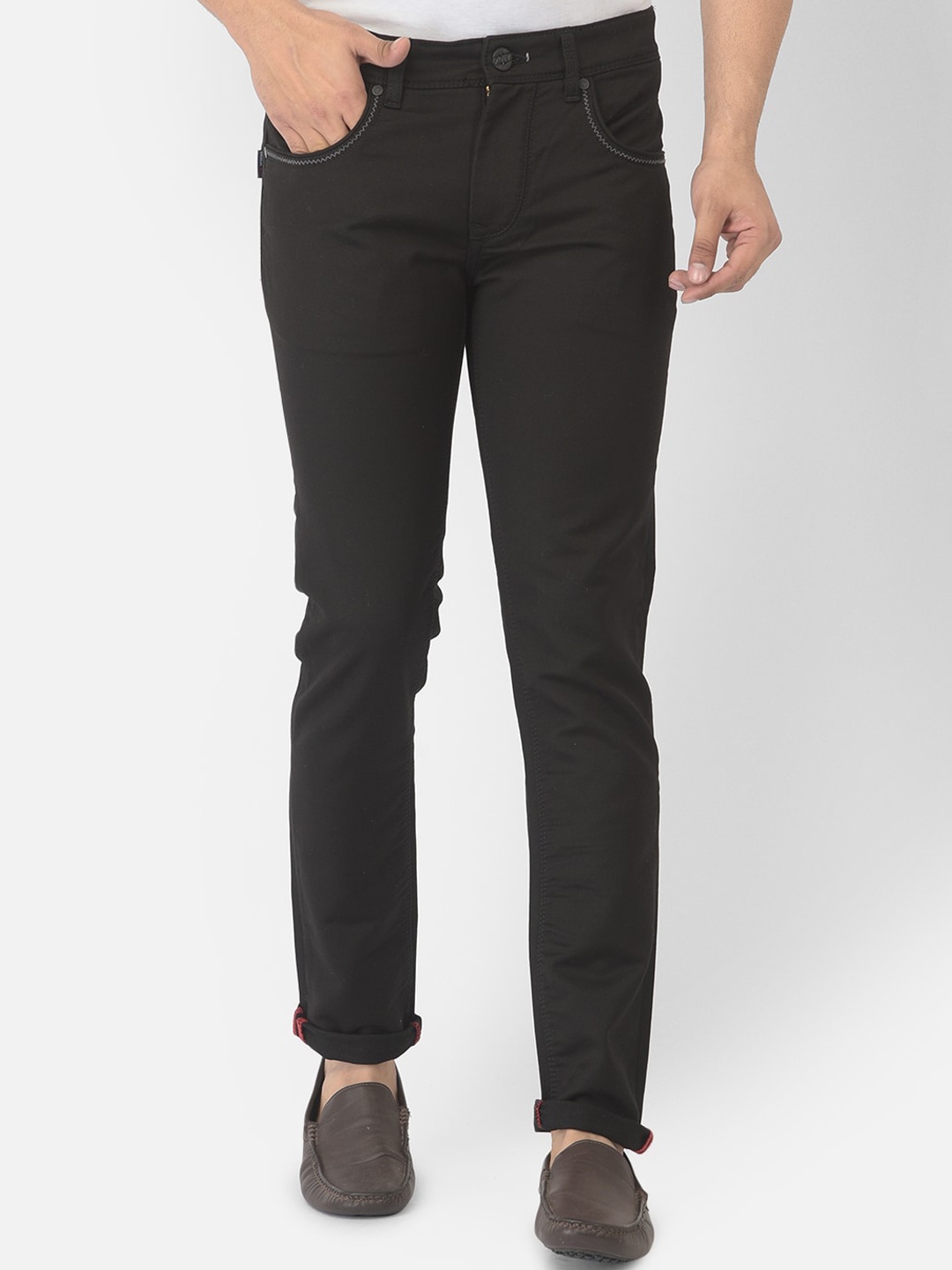 

American Archer Men Black Smart Skinny Fit Low-Rise Embroidered Stretchable Jeans