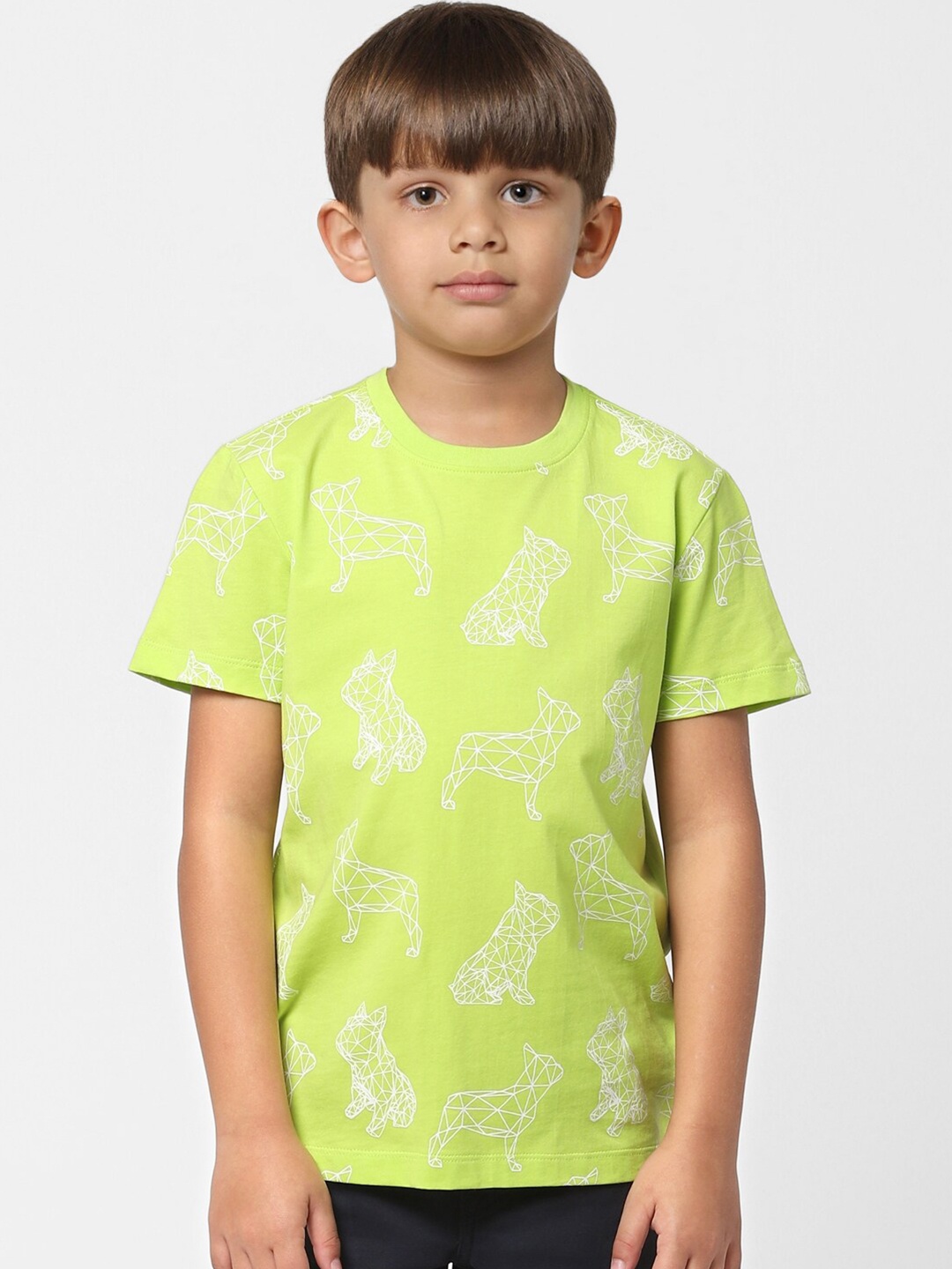 

Jack & Jones Boys Lime Green Printed T-shirt