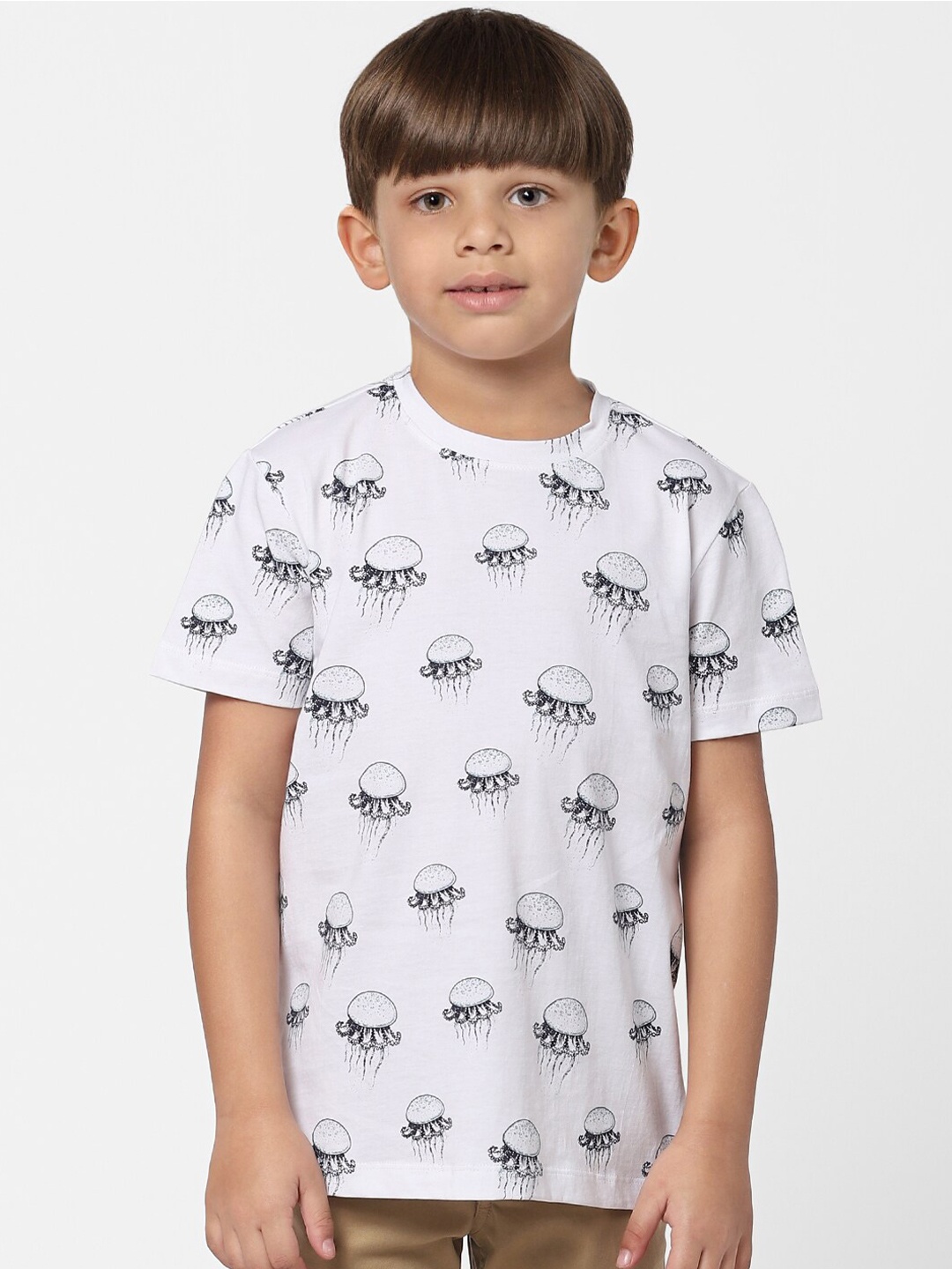 

Jack & Jones Boys White Printed Cotton T-shirt