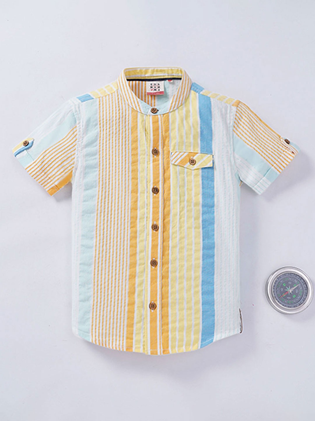 

Ed-a-Mamma Boys Multicoloured Premium Striped Casual Pure Cotton Shirt, Multi