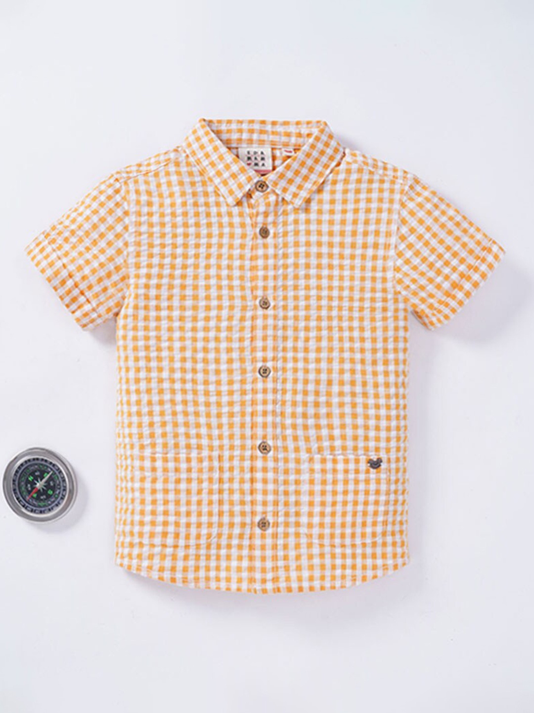 

Ed-a-Mamma Boys Mustard Premium Gingham Checked Casual Shirt