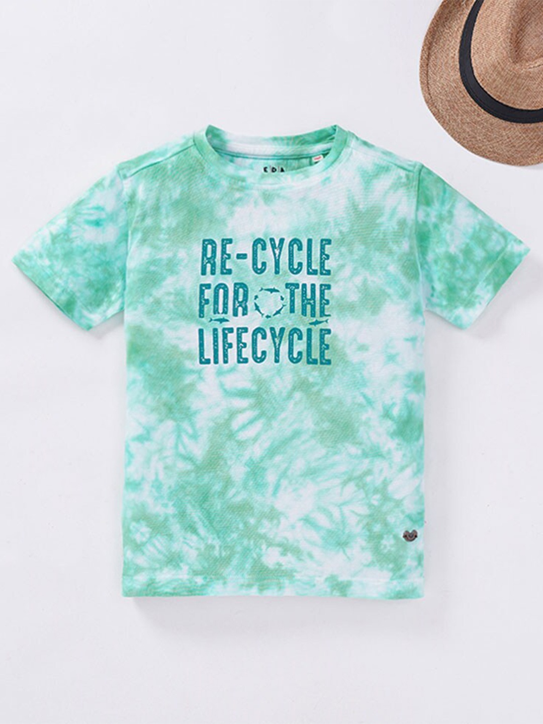 

Ed-a-Mamma Boys Green Tie and Dye Dyed Cotton T-shirt