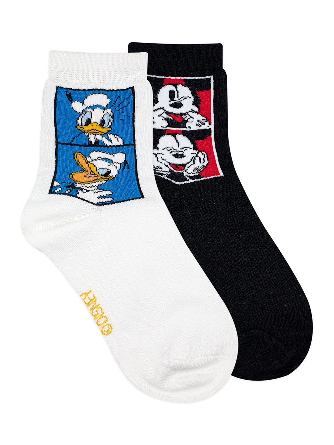 

Balenzia x Disney Women Set of 2 White & Black Mickey & Donald Patterned High Ankle Socks