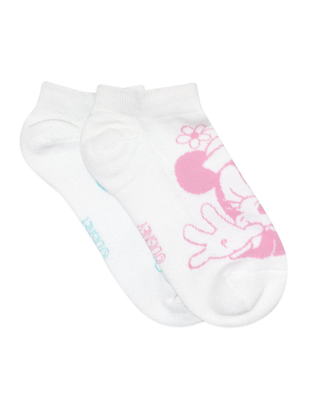 

Balenzia x Disney Women White Mickey & Minnie Printed Pack of 2 Ankle Length Socks