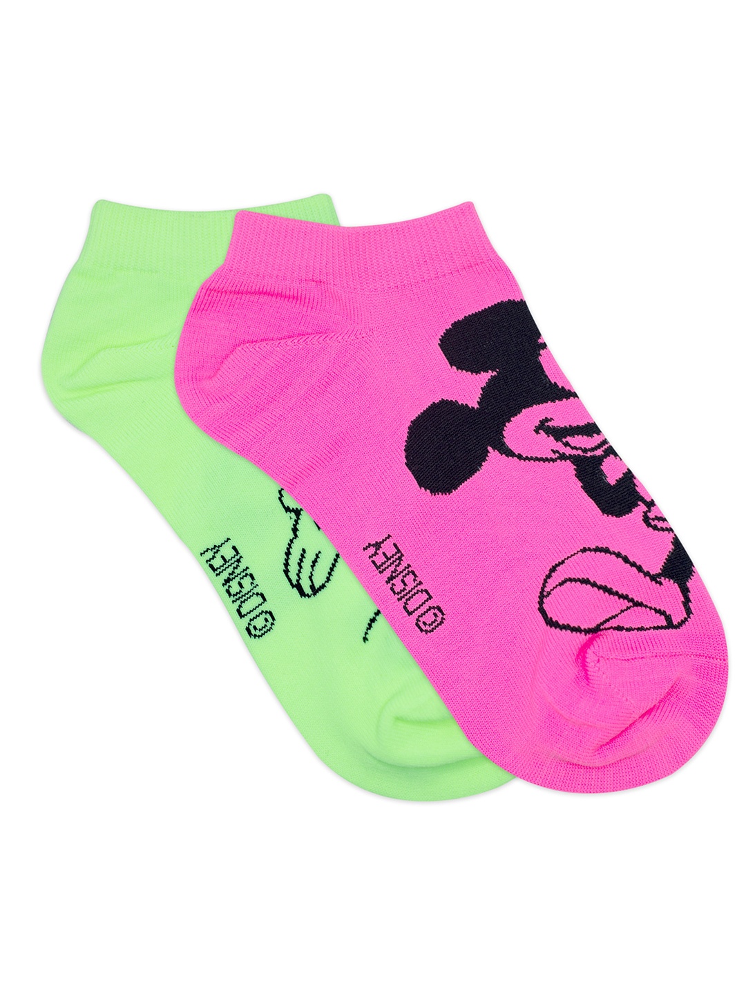

Balenzia x Disney Women Pack of 2 Green & Pink Mickey Mouse Ankle Length Socks