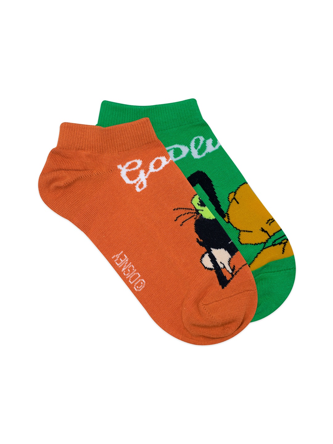 

Balenzia x Disney Women Orange & Green Goofy & Pluto Pack of 2 Ankle Length Socks