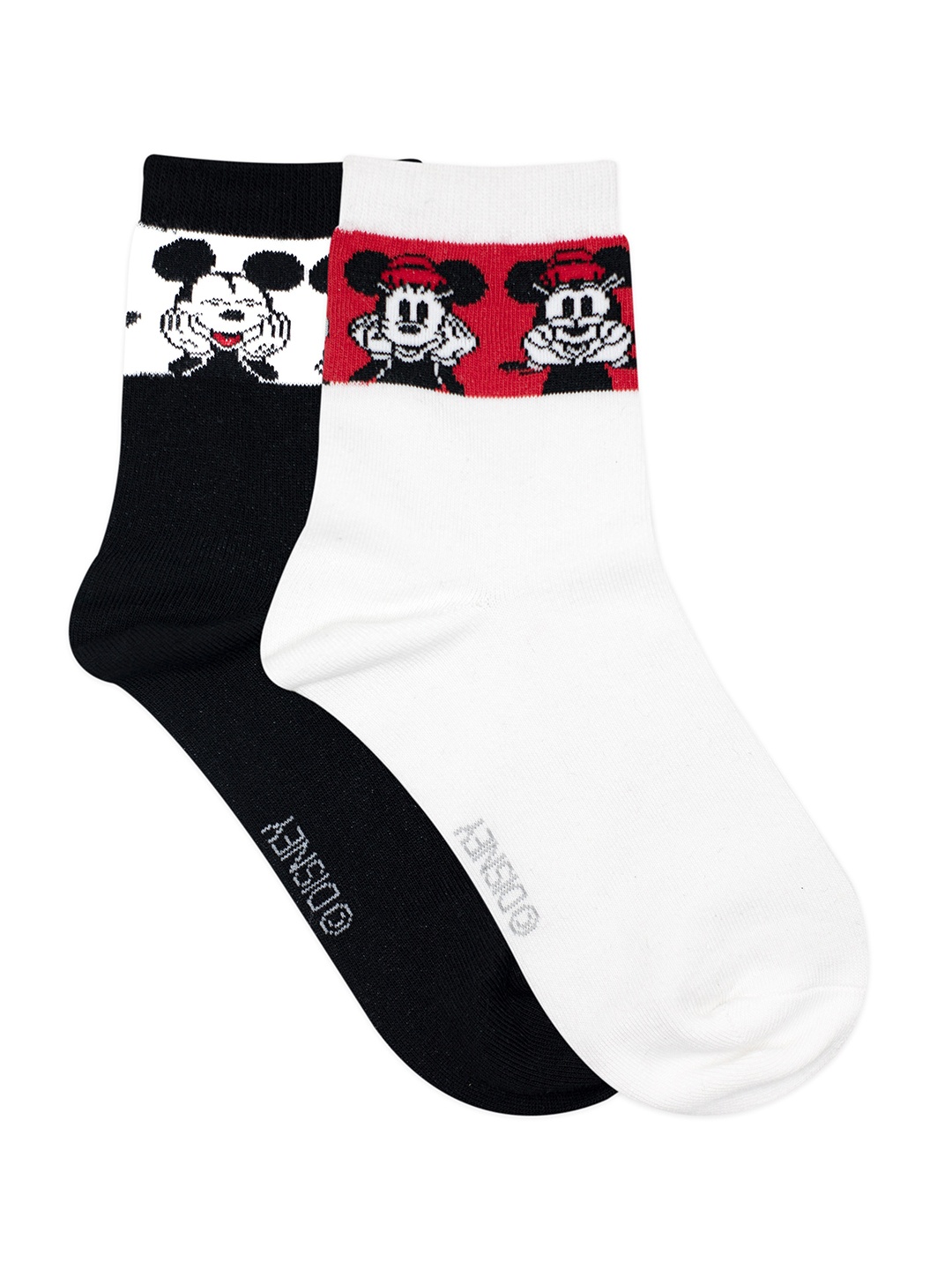 

Balenzia x Disney Women Set of 2 Black & White Mickey & Minnie High Ankle Patterned Socks