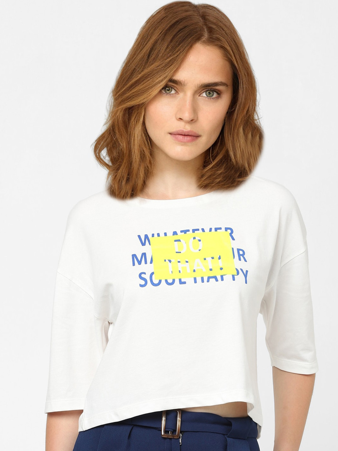 

Vero Moda White Typography Printed T-shirt