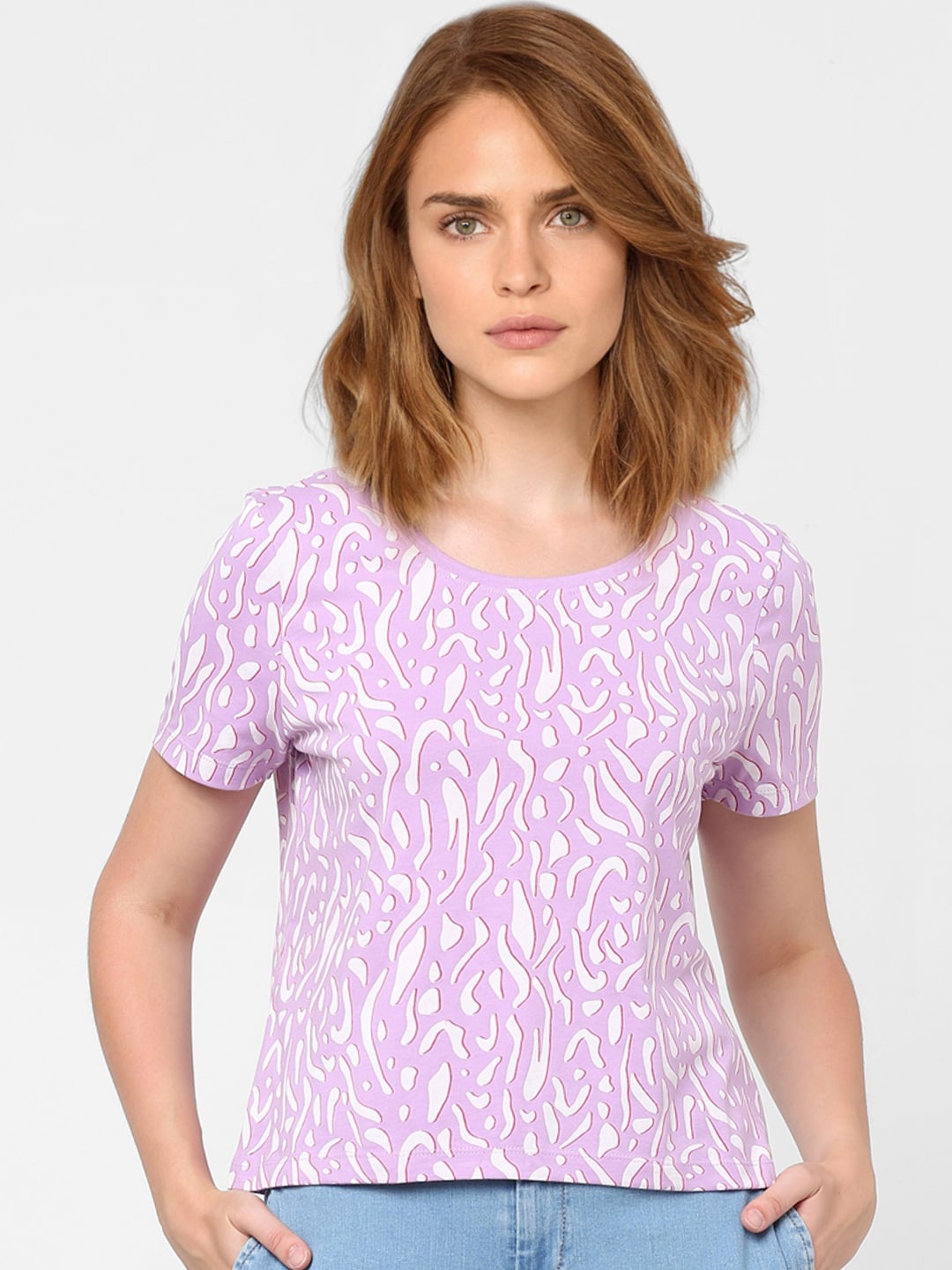 

Vero Moda Women Lavender Printed T-shirt