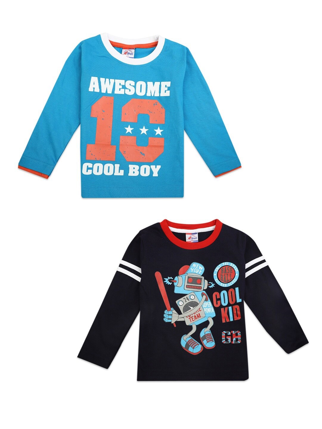 

V-Mart Boys Pack Of 2 Printed Cotton T-shirts, Blue