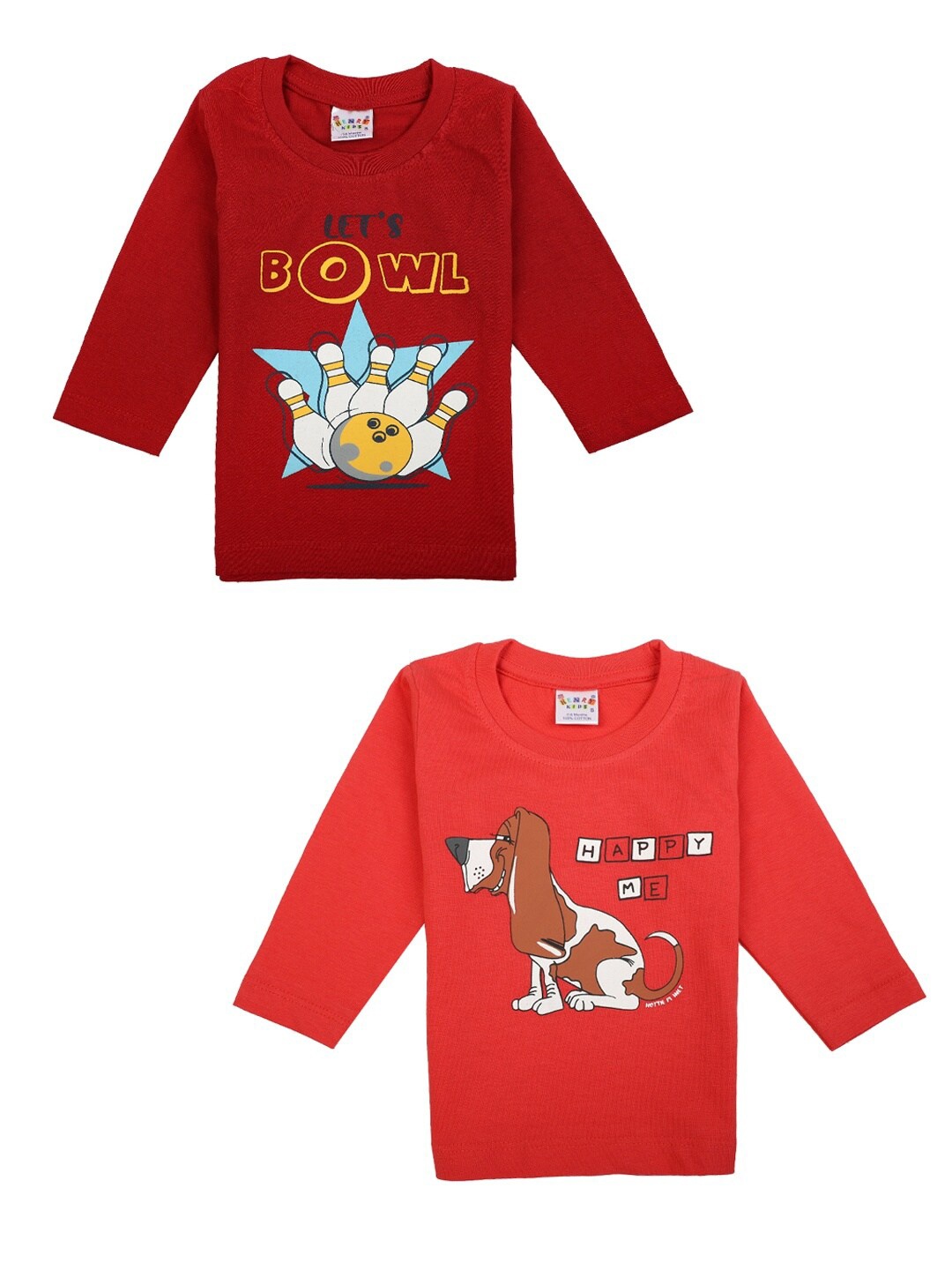 V-Mart Boys Pack of 2 Red & Maroon Cotton T-shirts