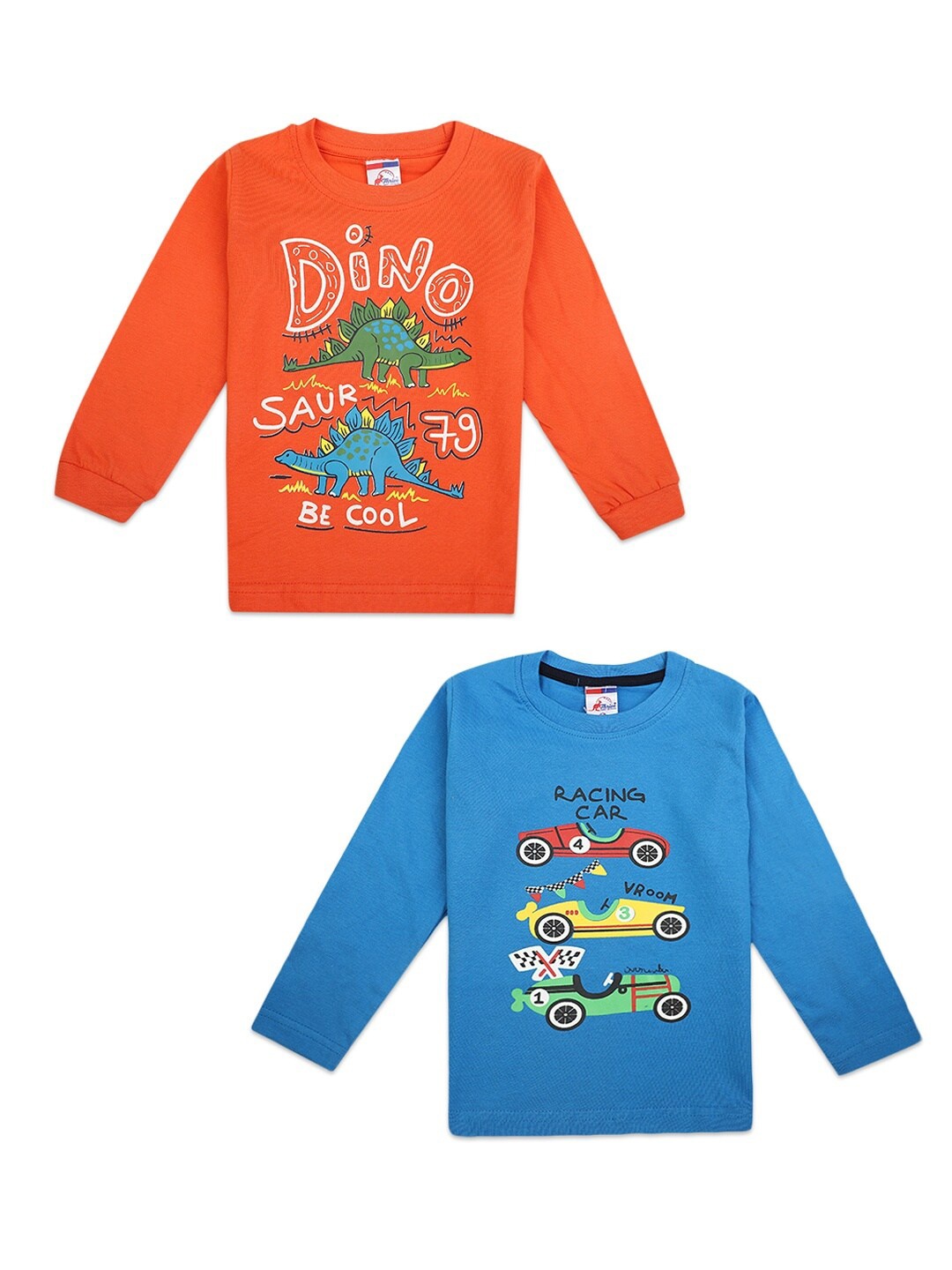 

V-Mart Boys Orange & Blue Pack Of 2 Printed T-shirt