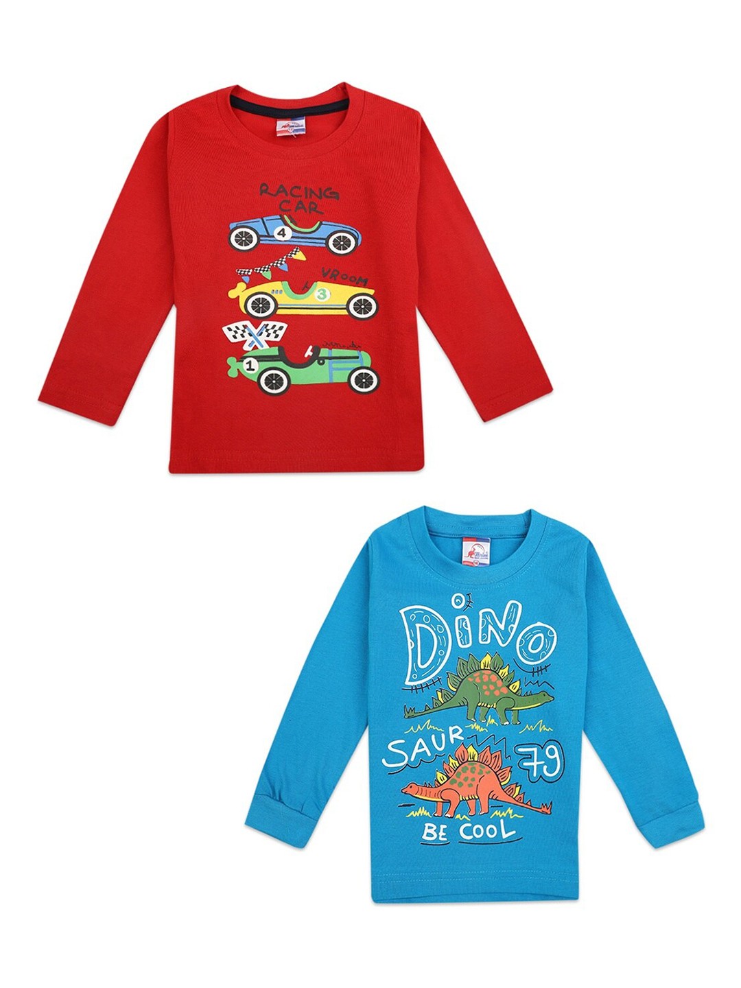 

V-Mart Pack of 2 Boys Red & Blue Printed Cotton T-shirt
