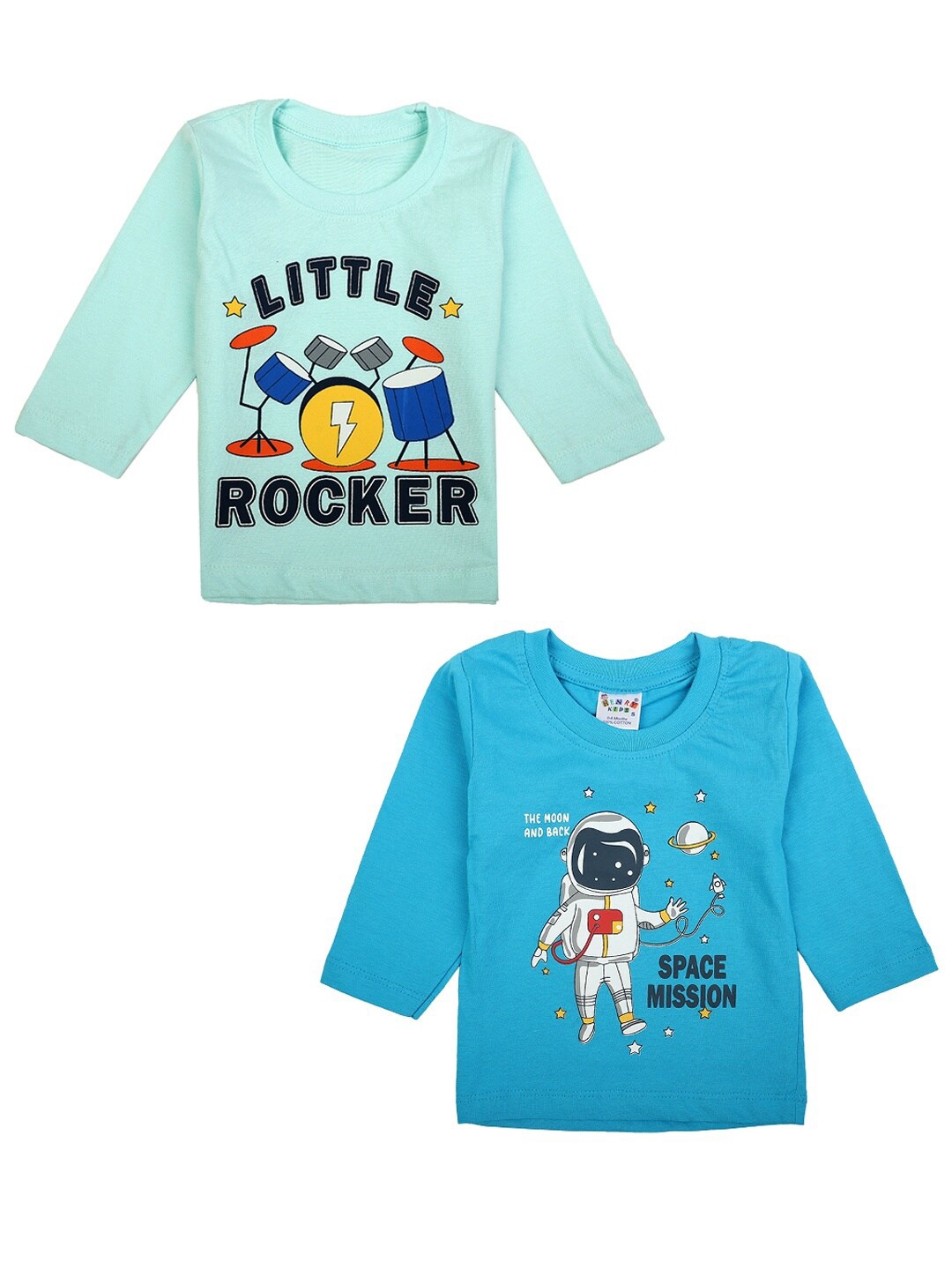 

V-Mart Boys Set Of 2 Printed Cotton T-shirt, Green