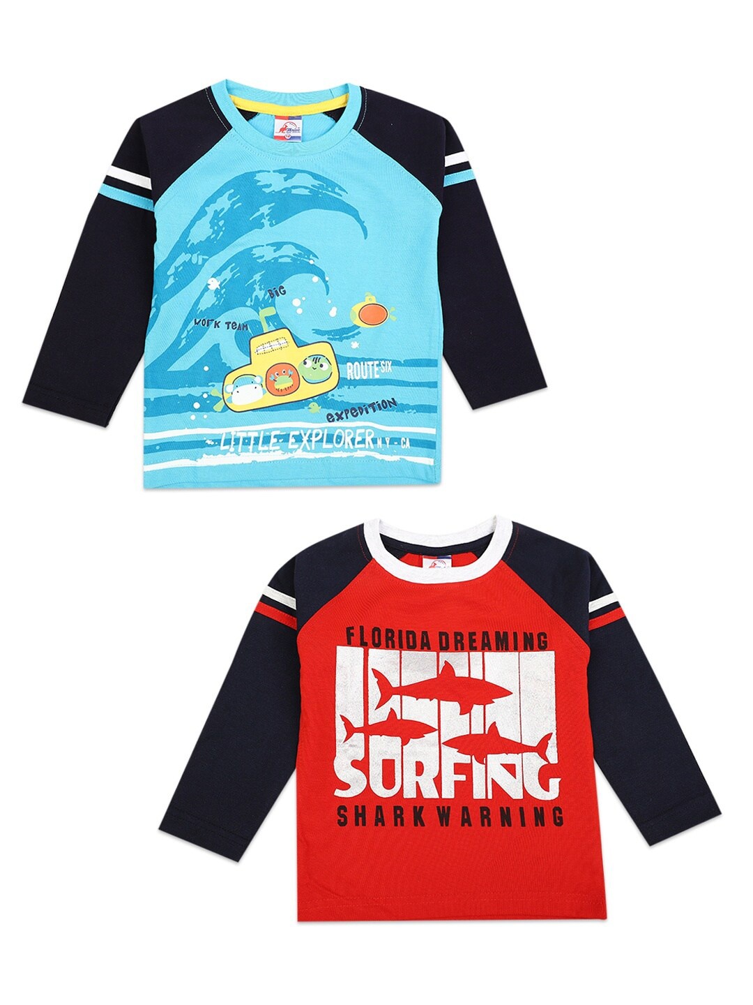 V-Mart Boys Red & Blue Pack of 2 Printed T-shirt