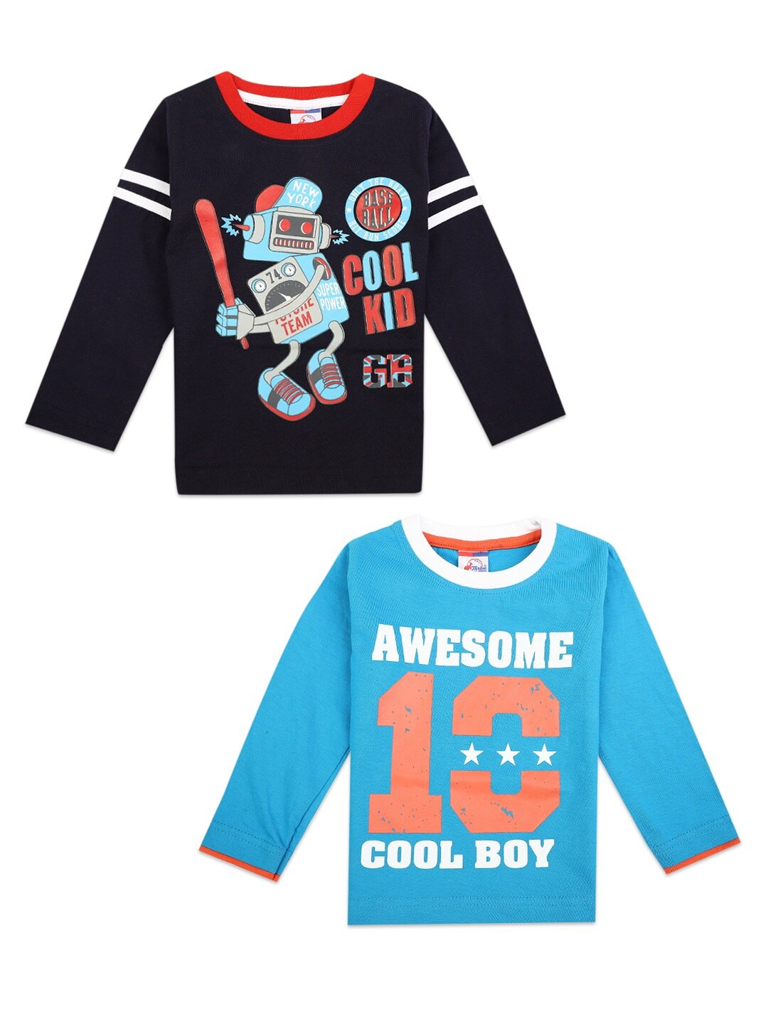 

V-Mart Boys Blue Pack of 2 Printed Cotton T-shirt