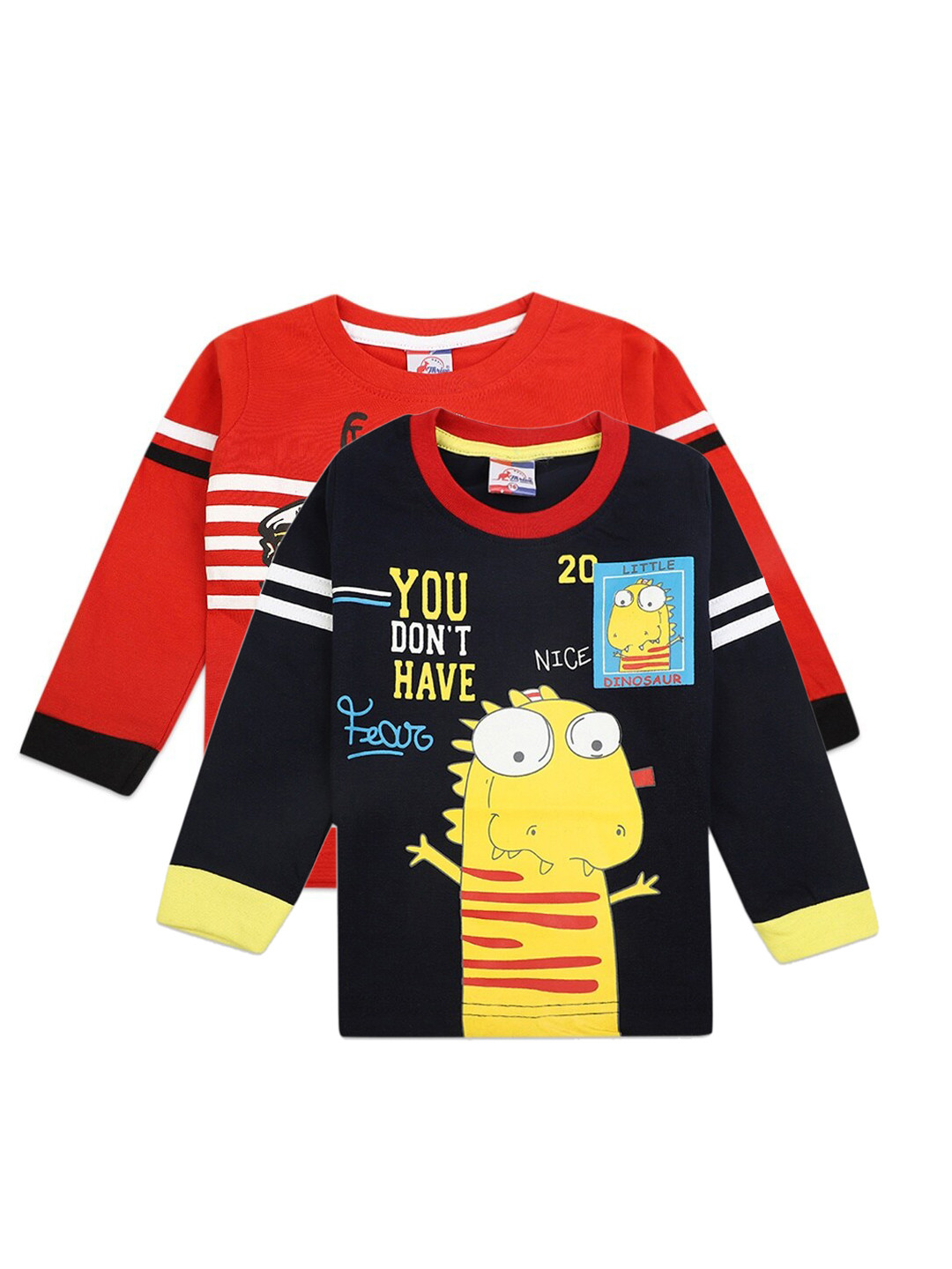 

V-Mart Kids Pack of 2 Navy Blue & Red Printed Cotton T-shirts