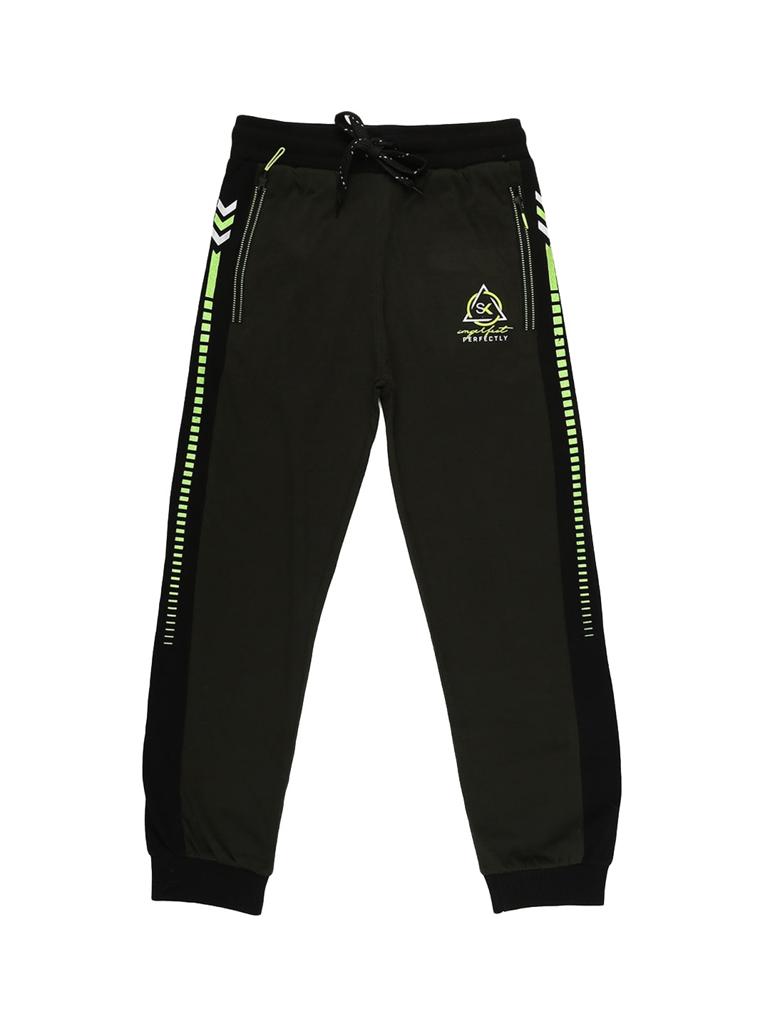 

V-Mart Boys Olive Green Printed Cotton Track Pants