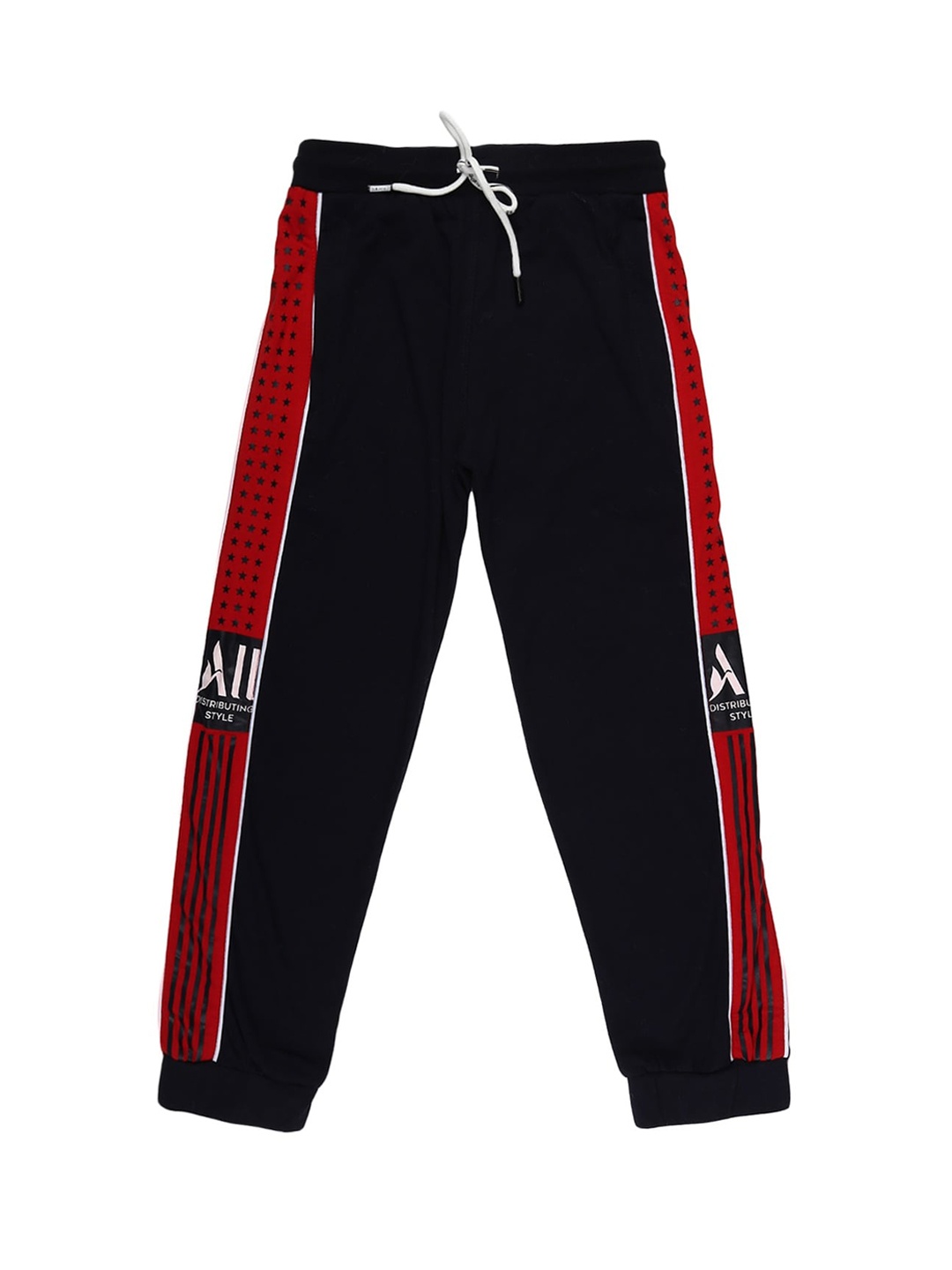 

V-Mart Boys Navy & Red Colourblocked Joggers, Navy blue