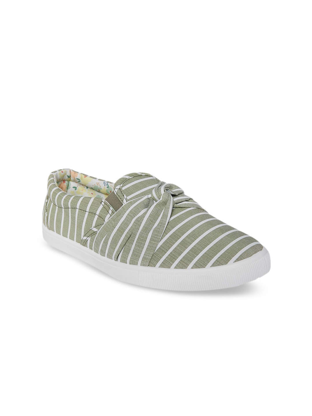 

Forever Glam by Pantaloons Women Green Striped Slip-On Sneakers
