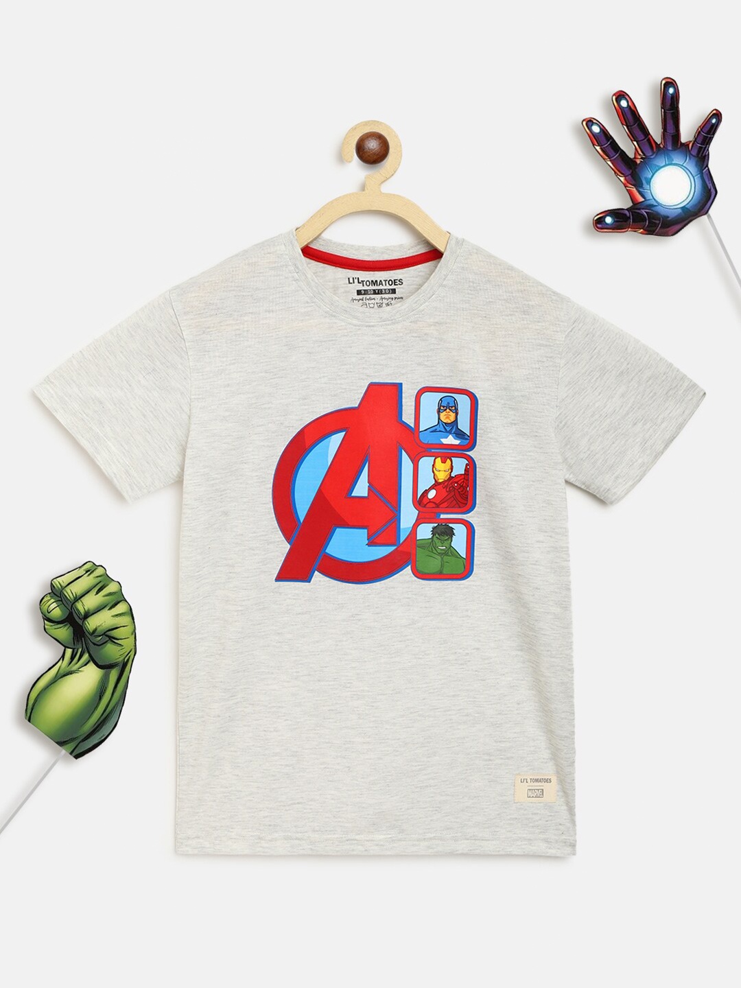 Lil Tomatoes Boys Grey & Red Avengers Printed T-shirt