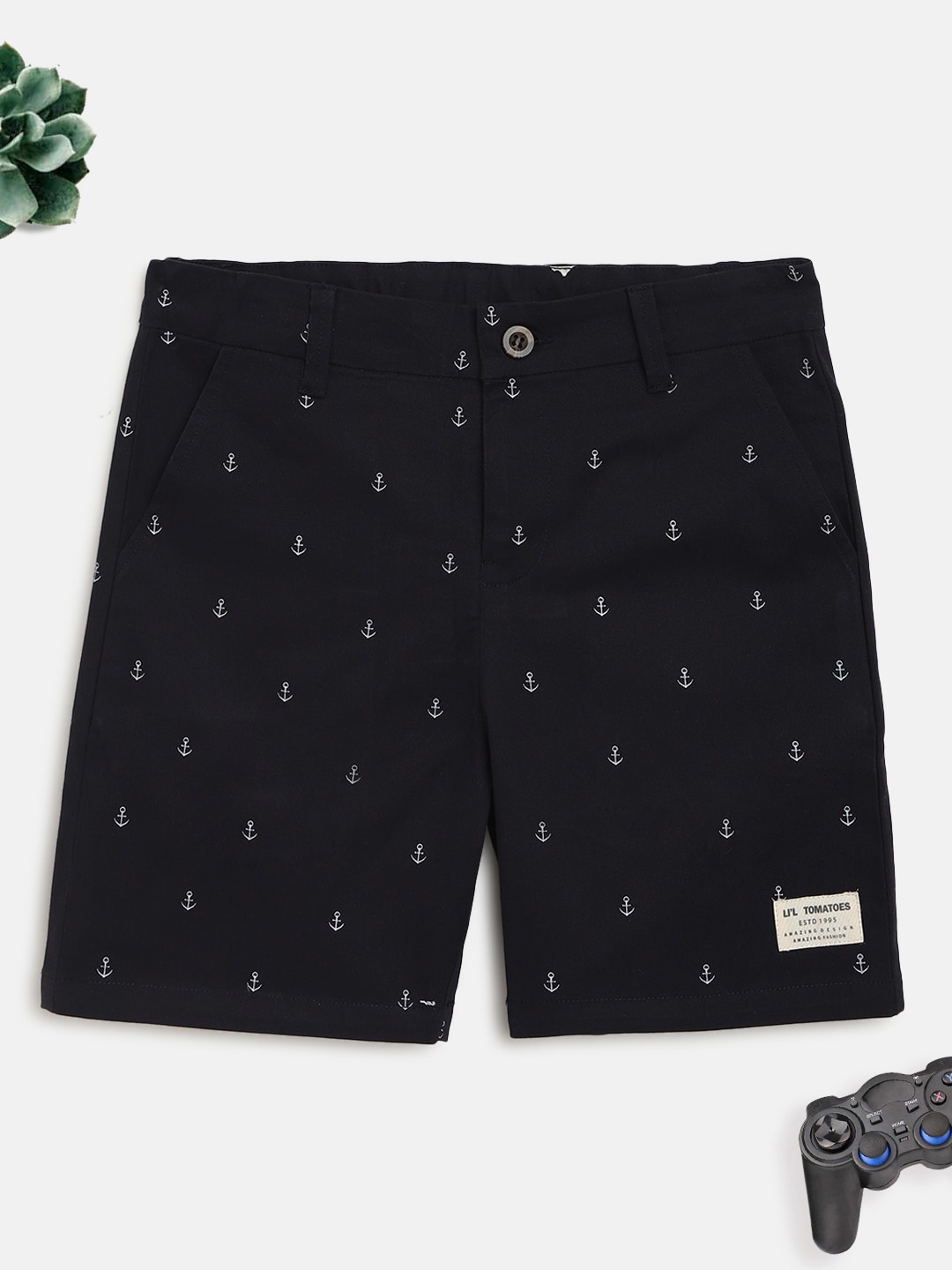 

Lil Tomatoes Boys Navy Blue Conversational Printed Outdoor Shorts