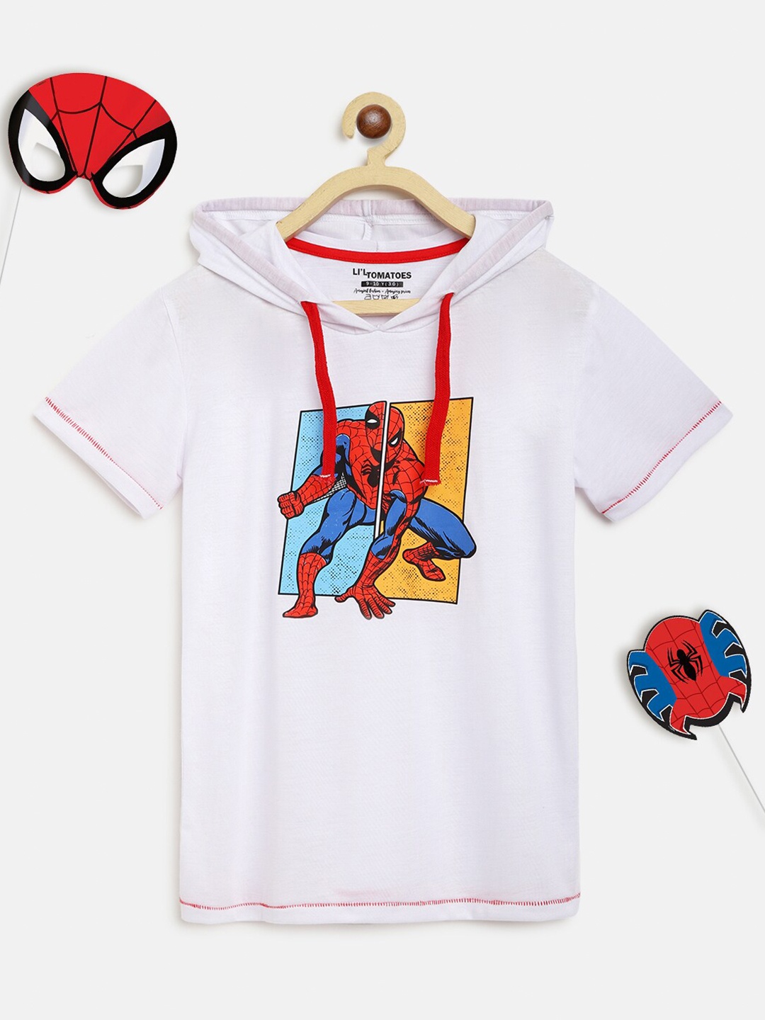

Lil Tomatoes Boys White & Red Spider-Man Printed Outdoor T-shirt
