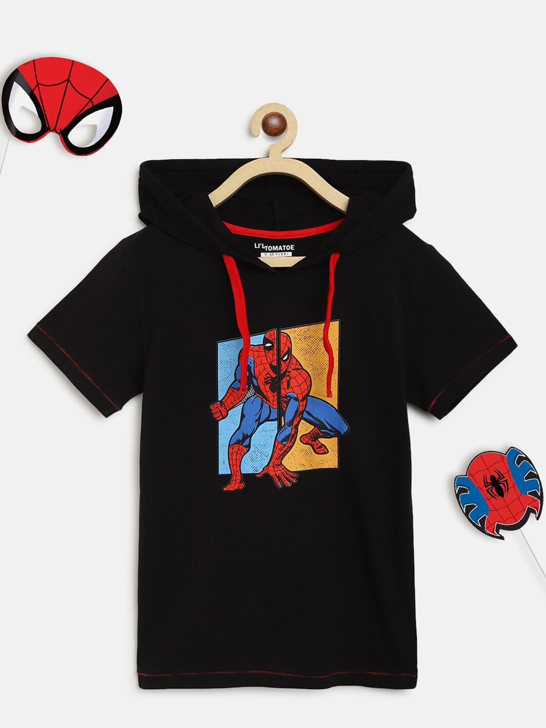

Lil Tomatoes Boys Black & Red Spider-Man Printed T-shirt