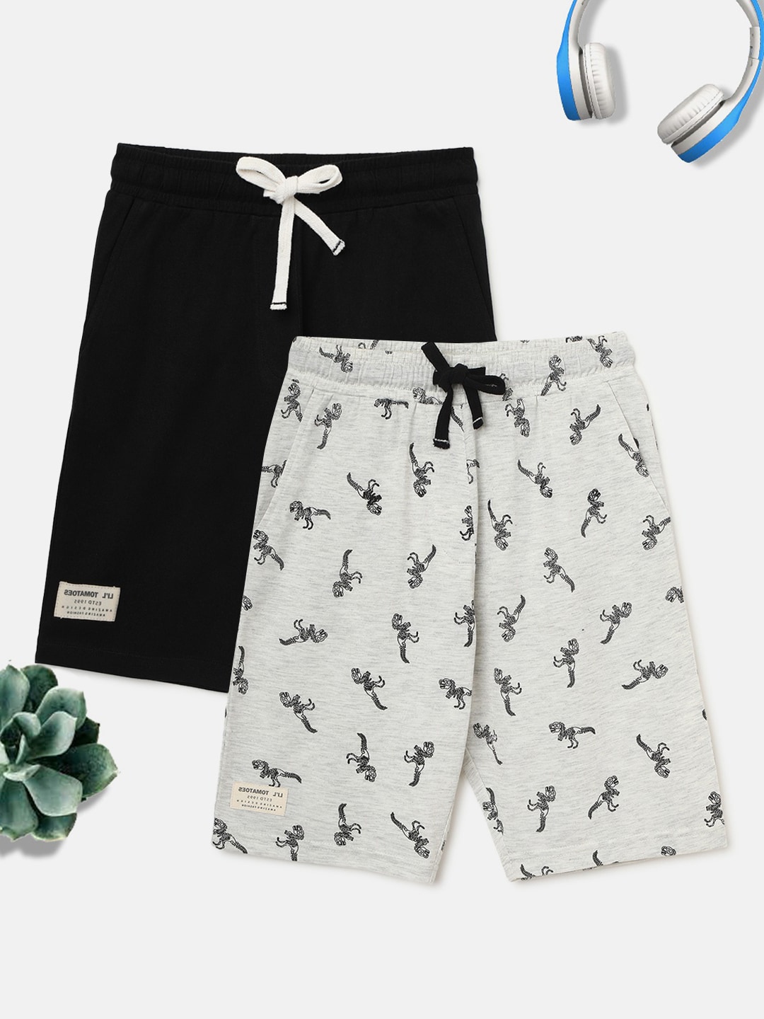 Lil Tomatoes Boys Grey Animal Printed Outdoor Shorts