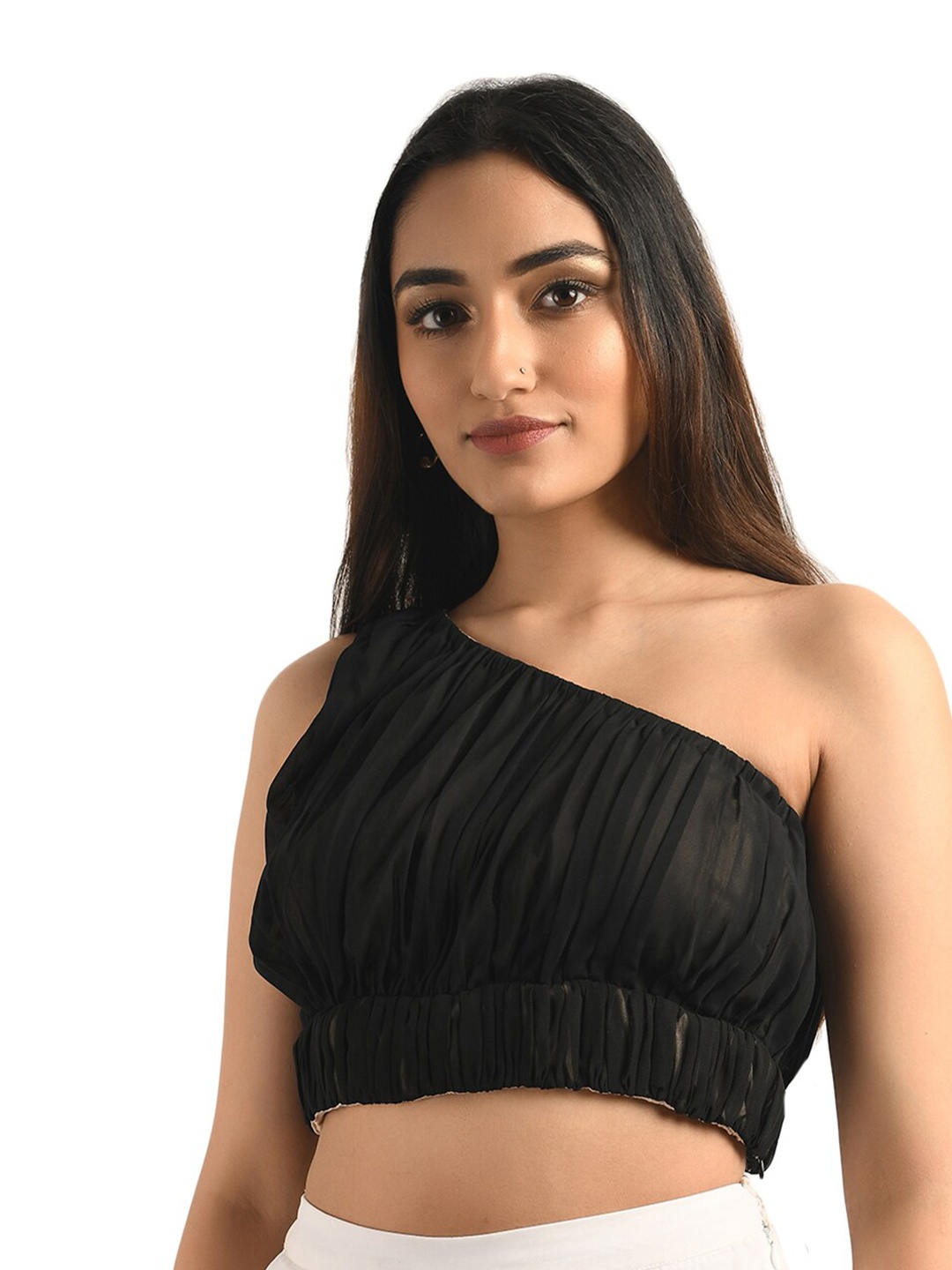 

ATTIC SALT Women Black One Shoulder Bralette Crop Top