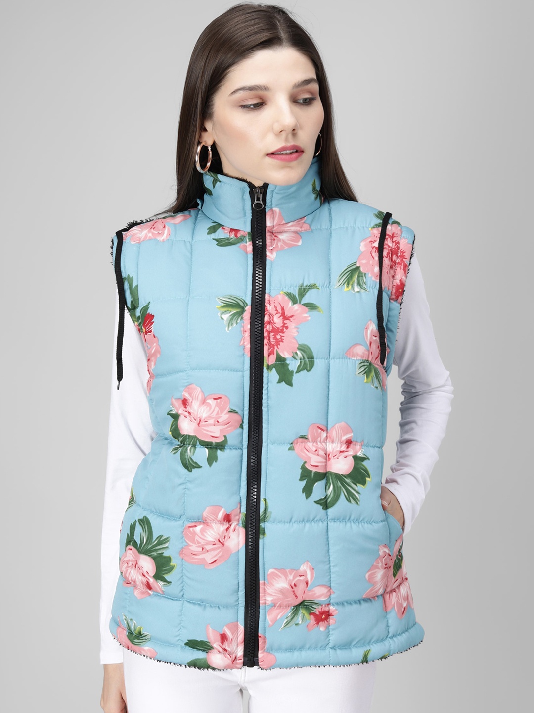 

Darzi Women Multicoloured Floral Padded Jacket with Patchwork, Multi