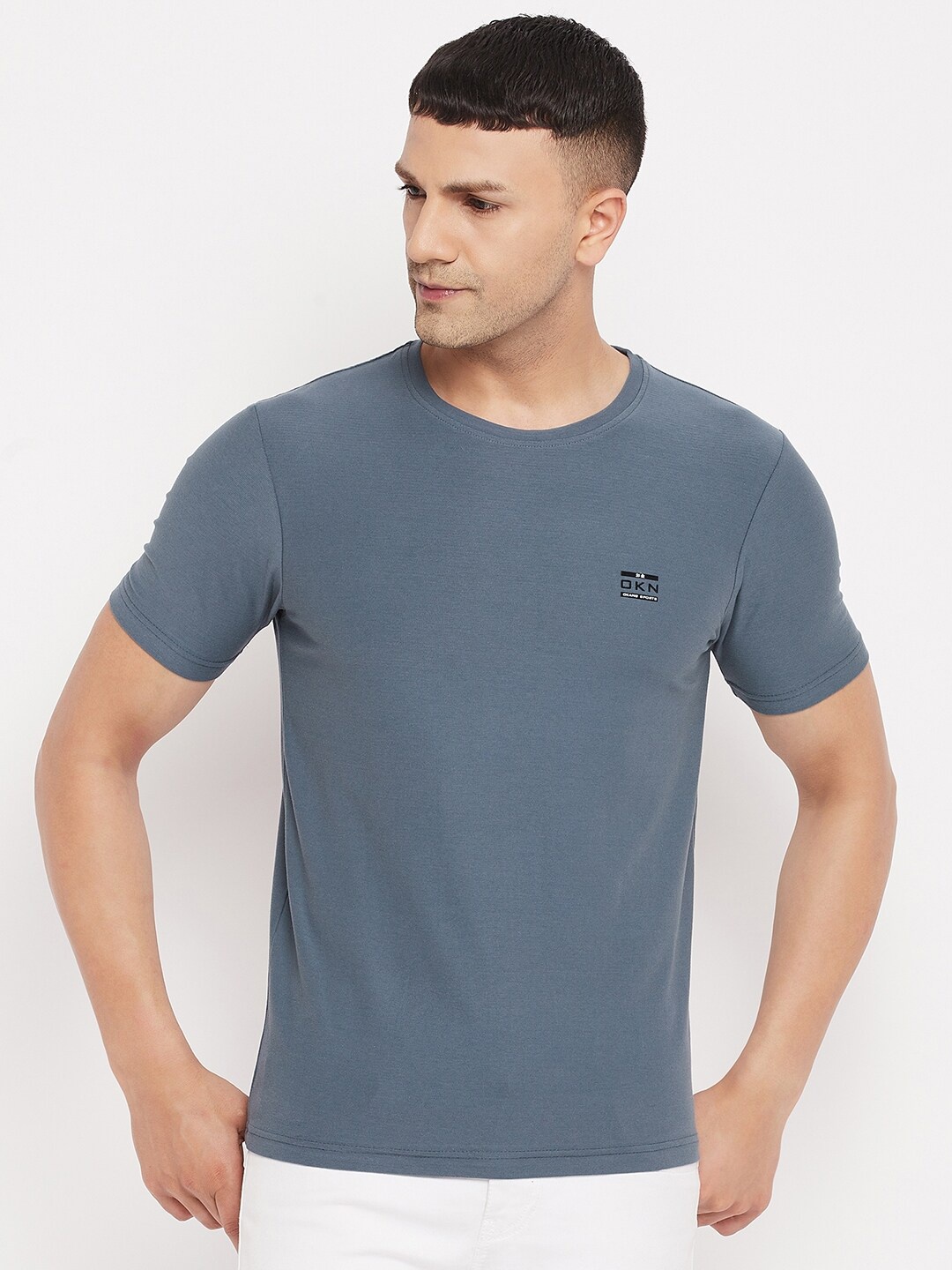 

Okane Men Blue Cotton T-shirt